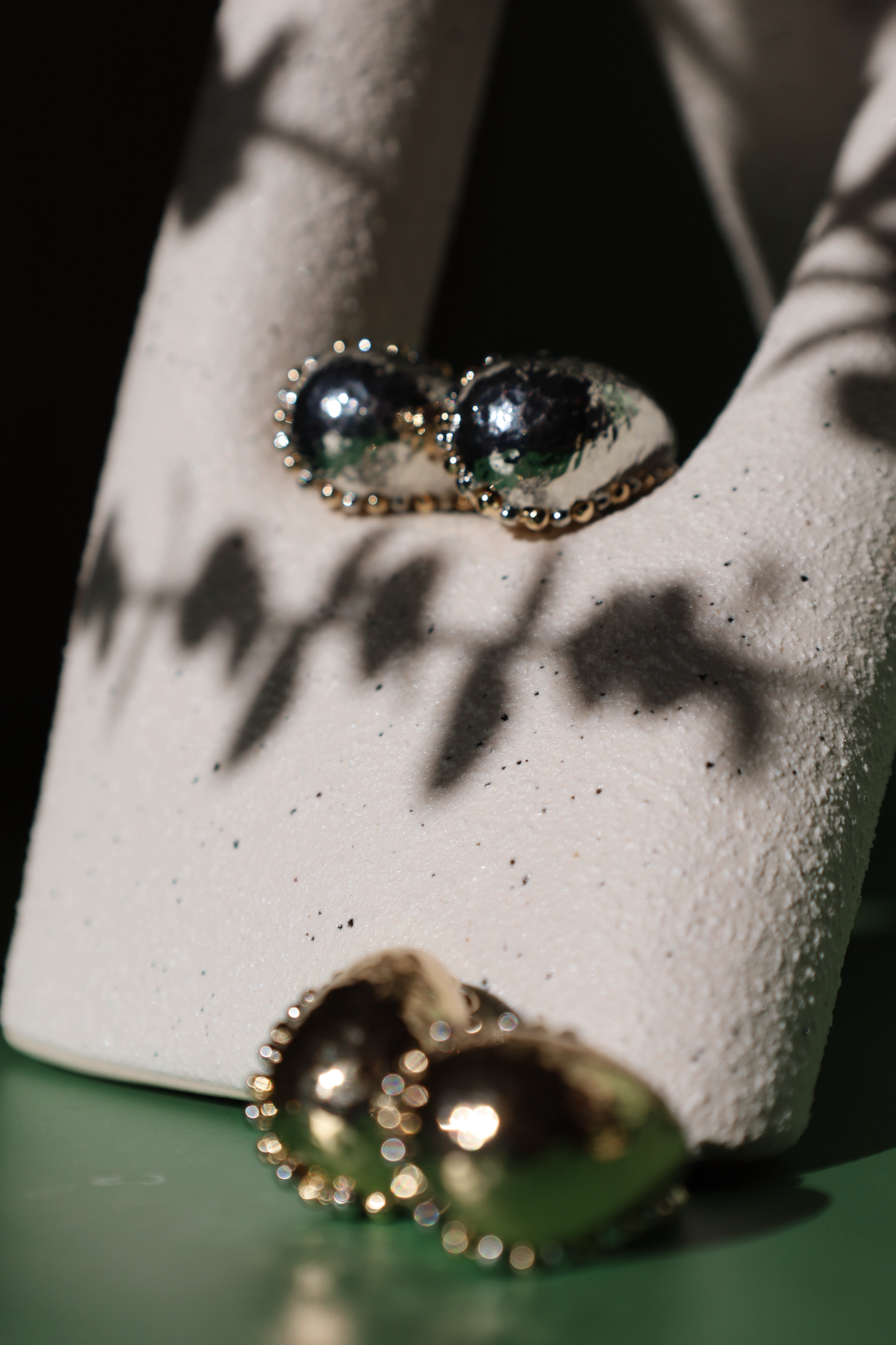 Stud Earring With Beaded Edge