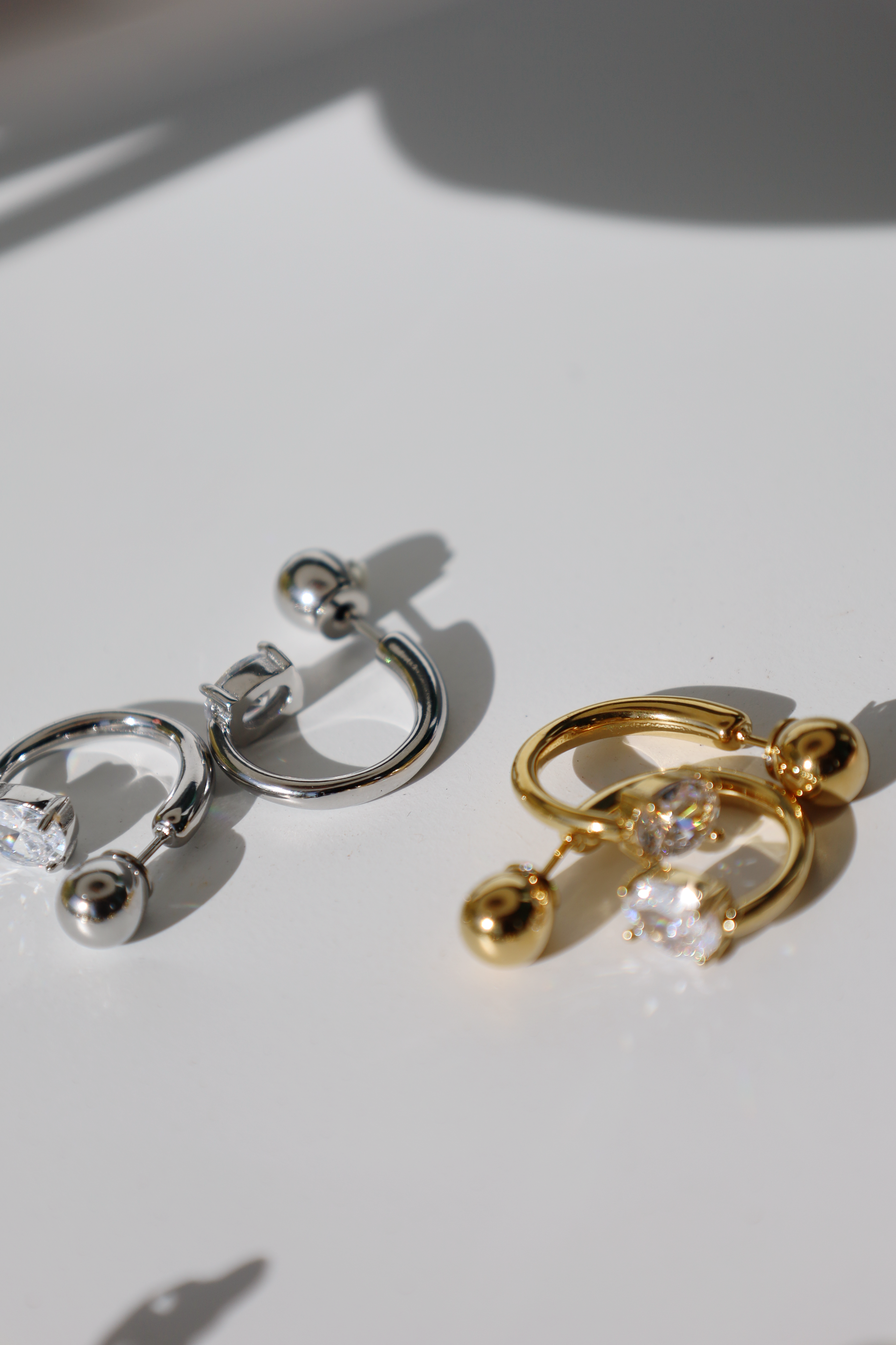 Crystal Ball Open Hoop Earrings