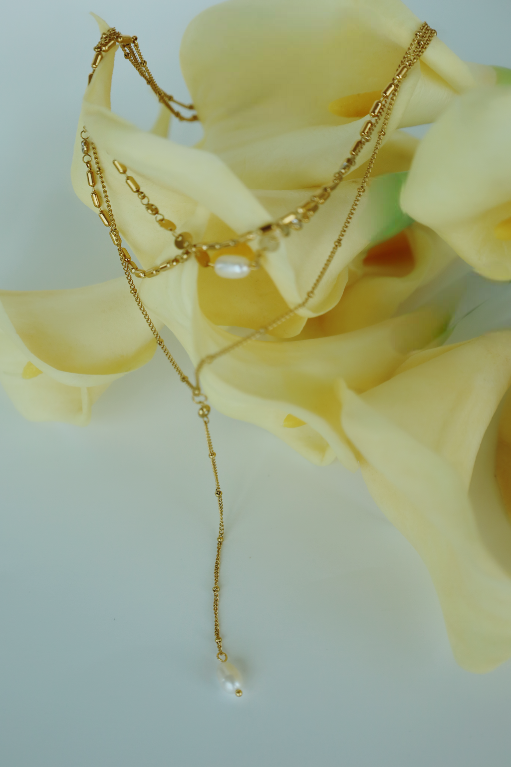 Layered Pearl Y Necklace