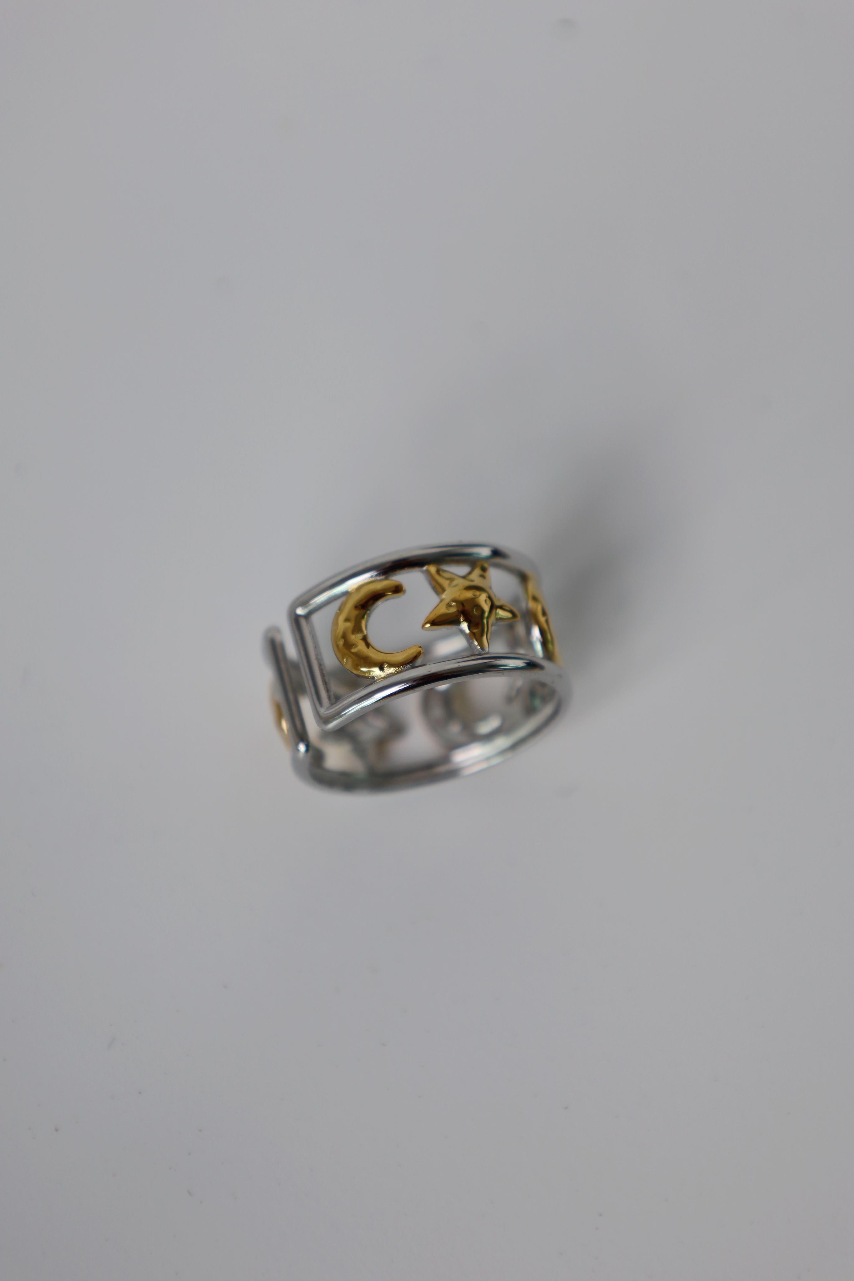 Sun & Moon Open Ring, Two Tone