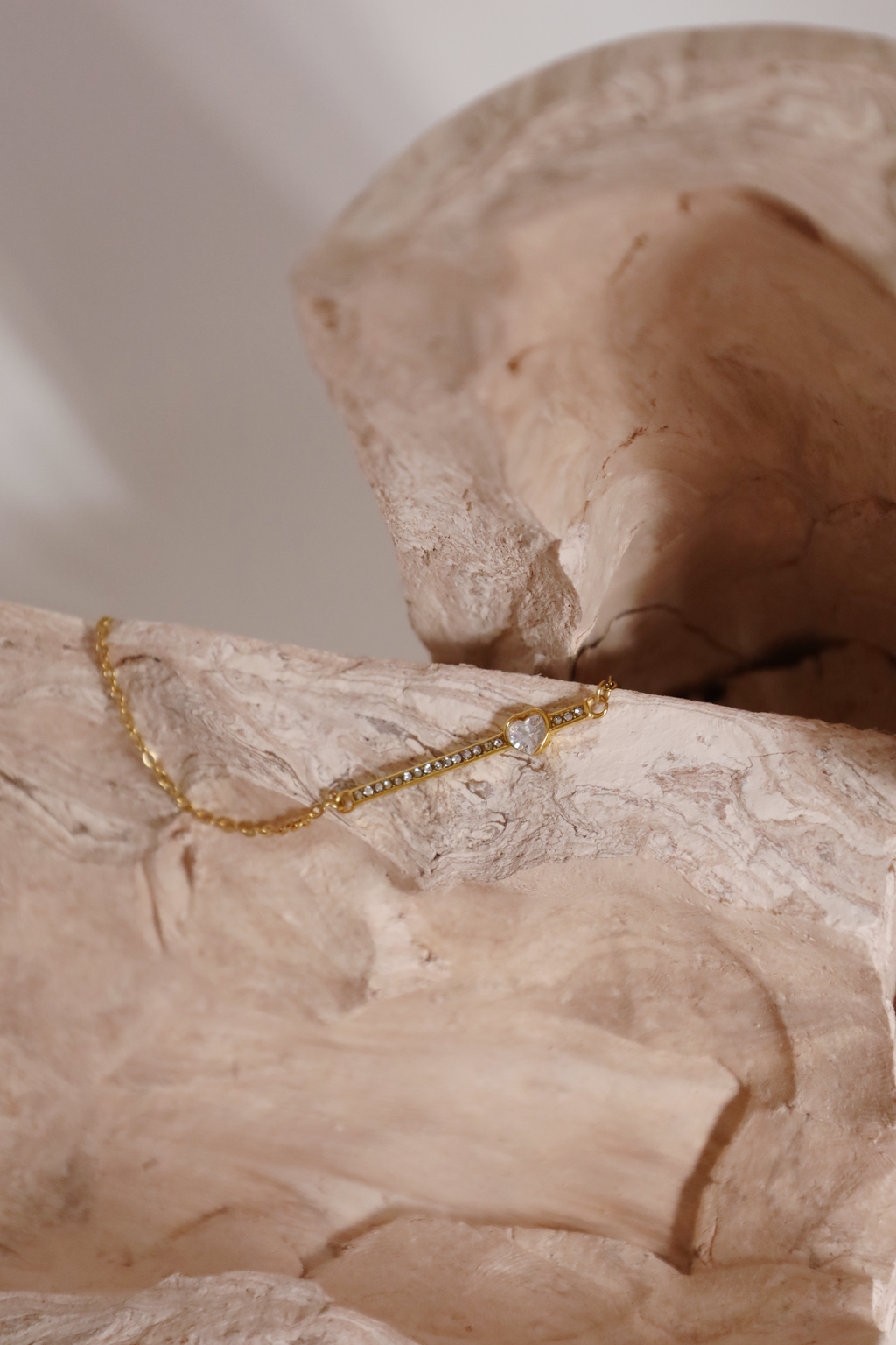 Crystal Heart Bar Necklace