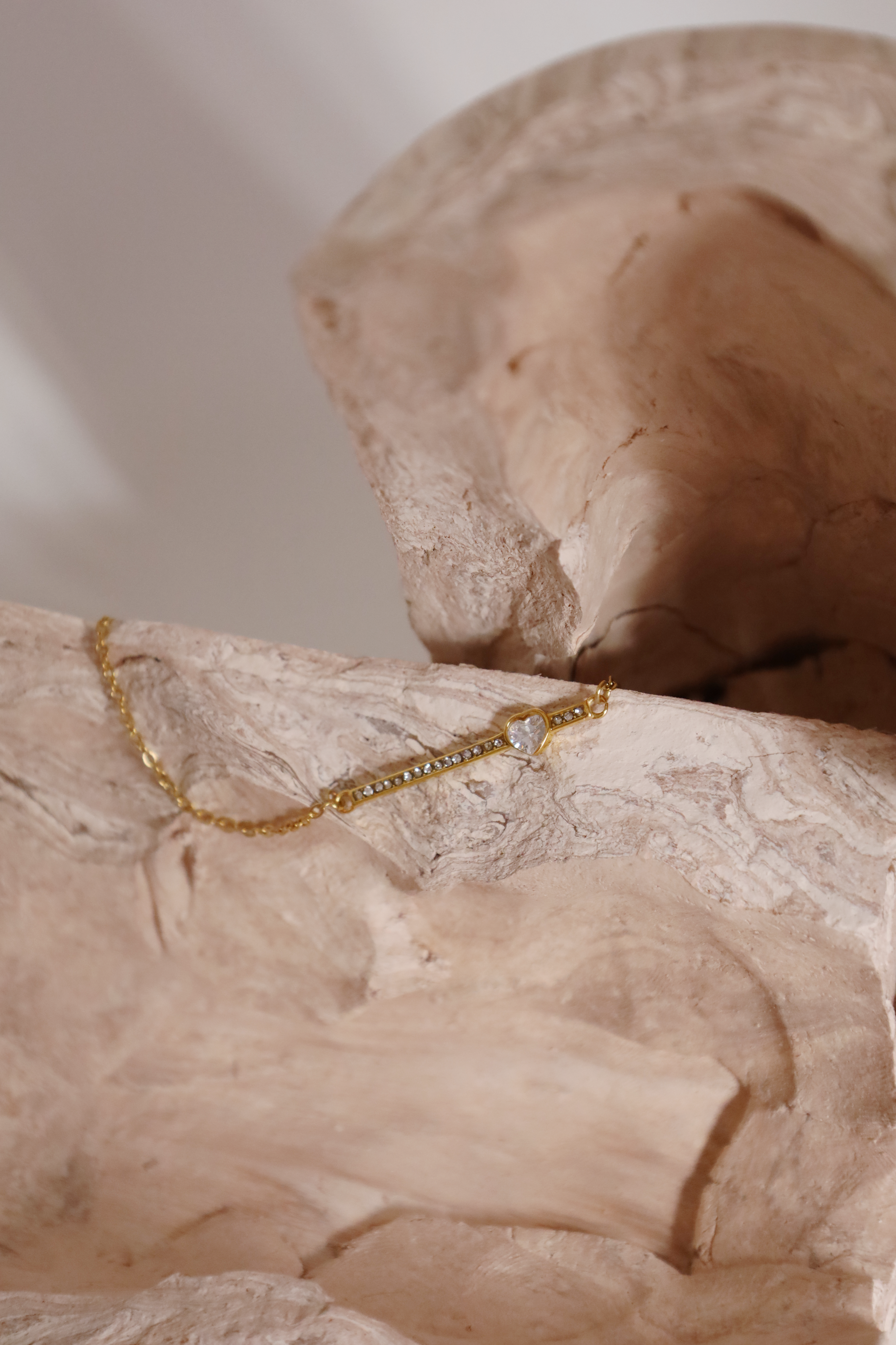 Crystal Heart Bar Necklace
