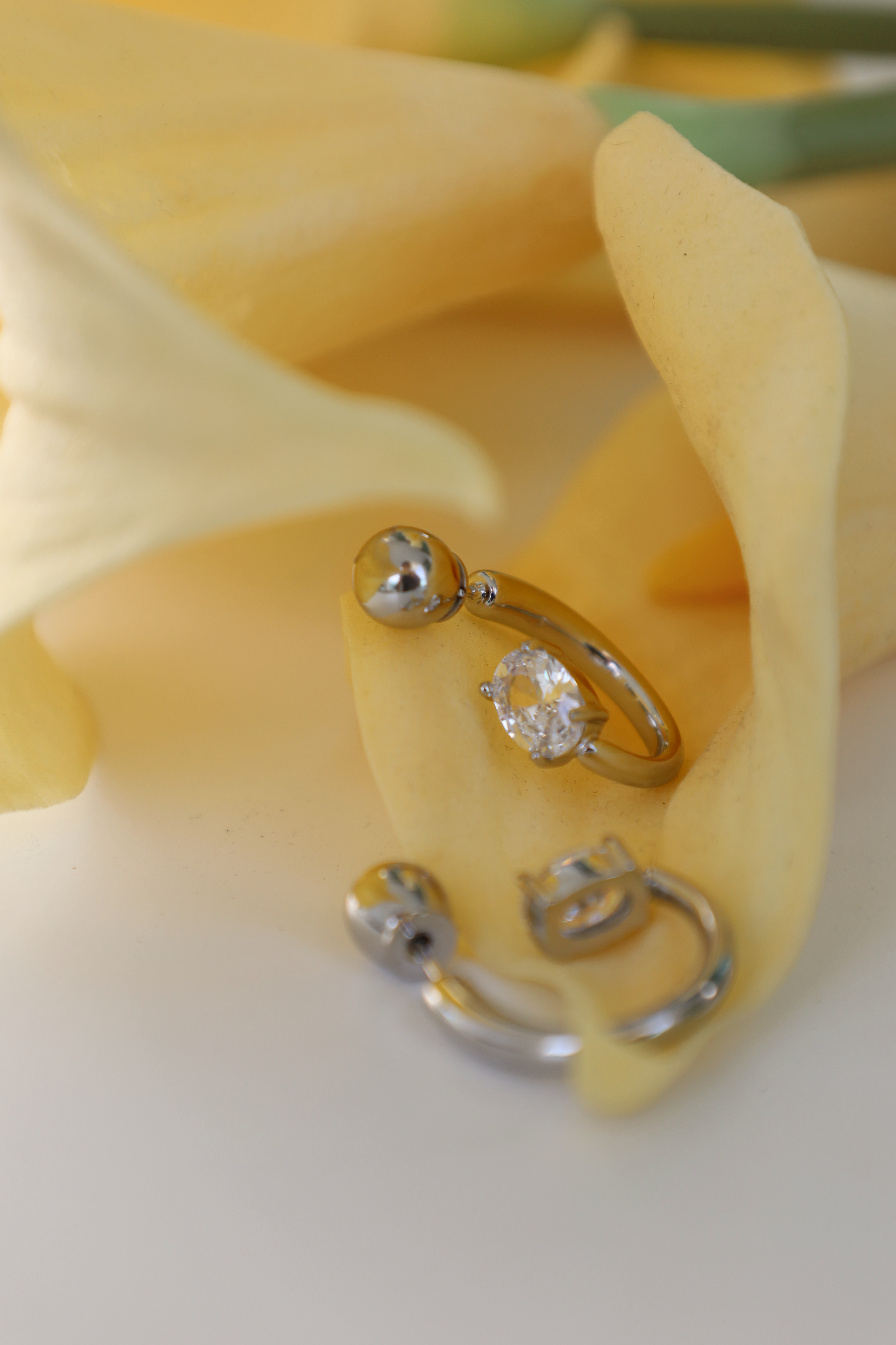 Crystal Ball Open Hoop Earrings