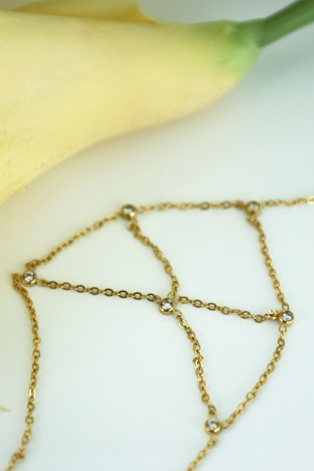 Layered Crystal Hand Chain Bracelet