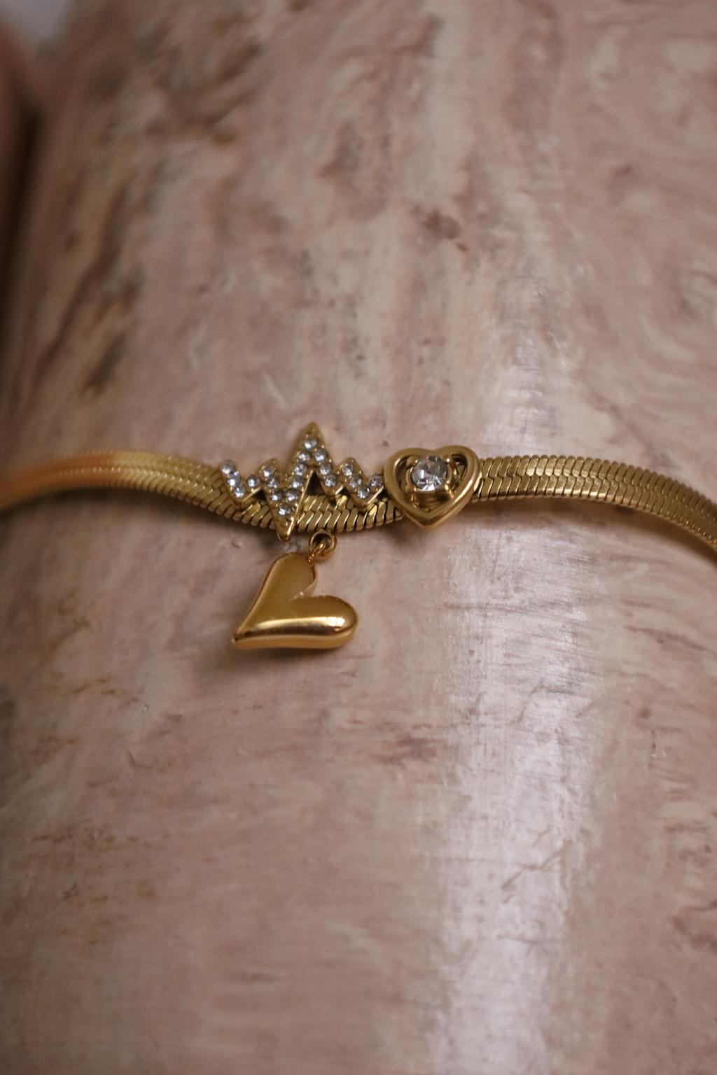 Heartbeat Line & Heart Charm Necklace