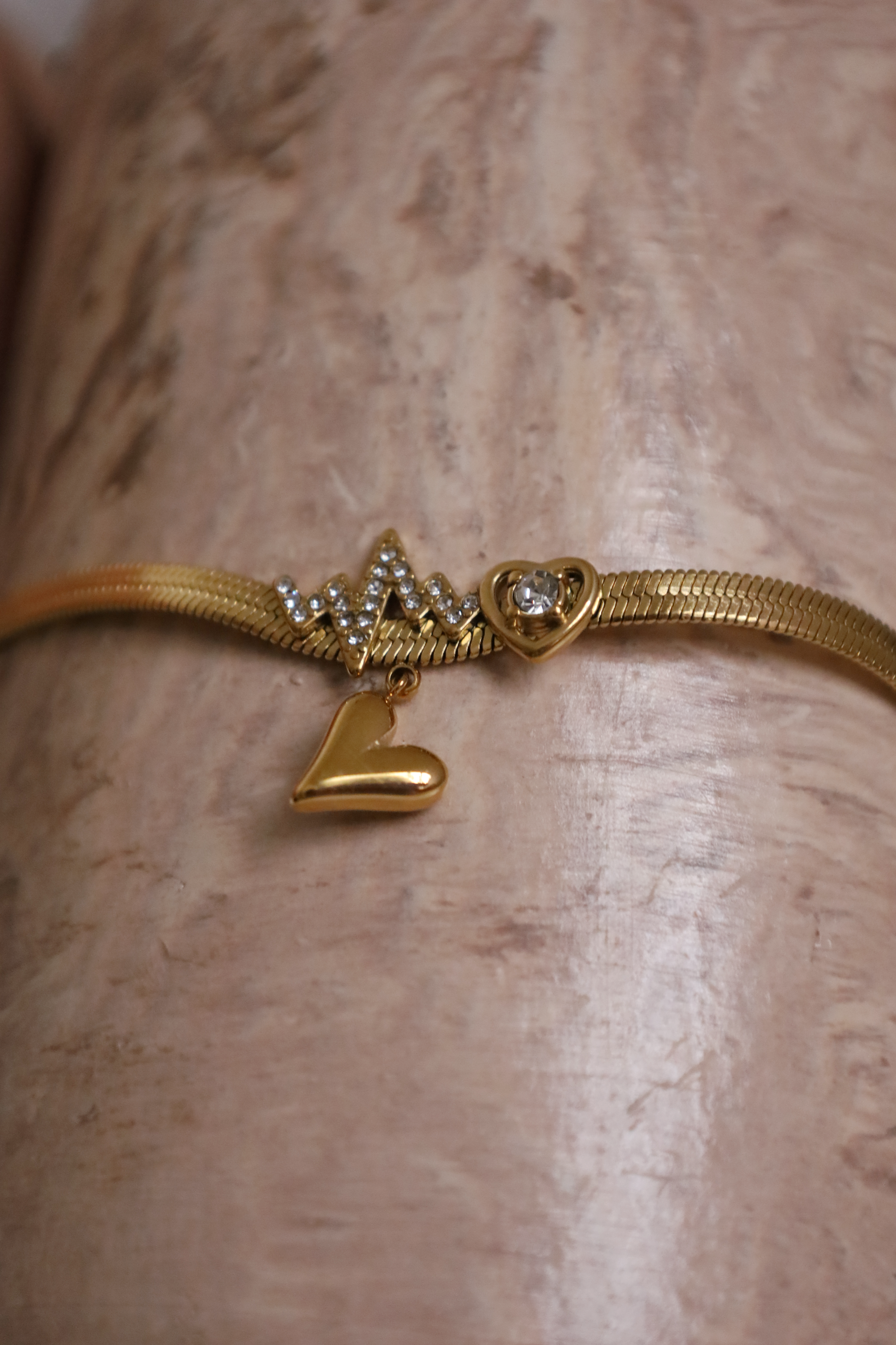 Heartbeat Line & Heart Charm Necklace