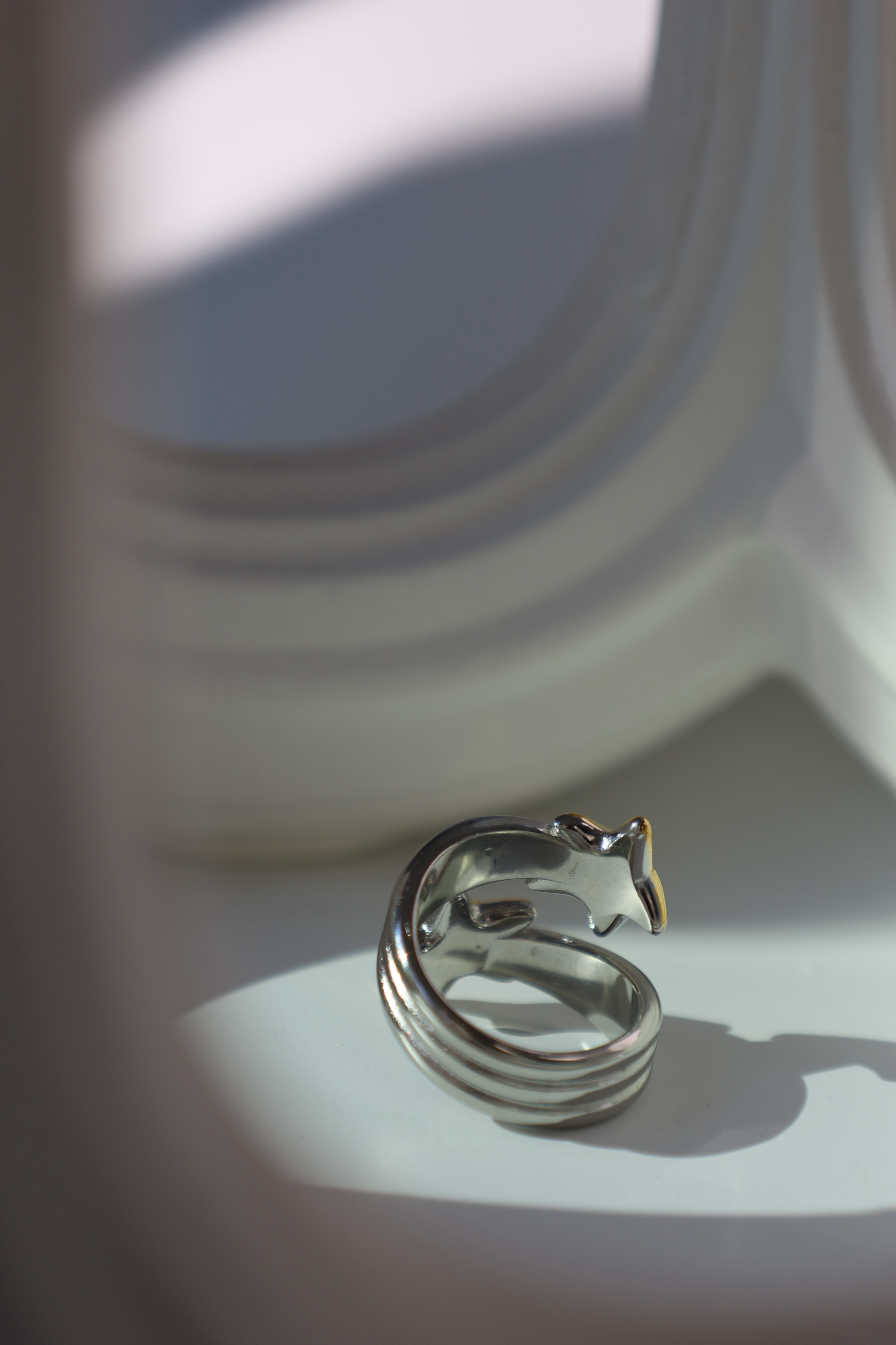 Double Star Open Ring, Two-Tone