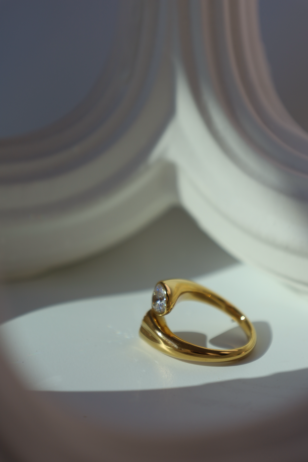 Double Heart Crystal Open Ring