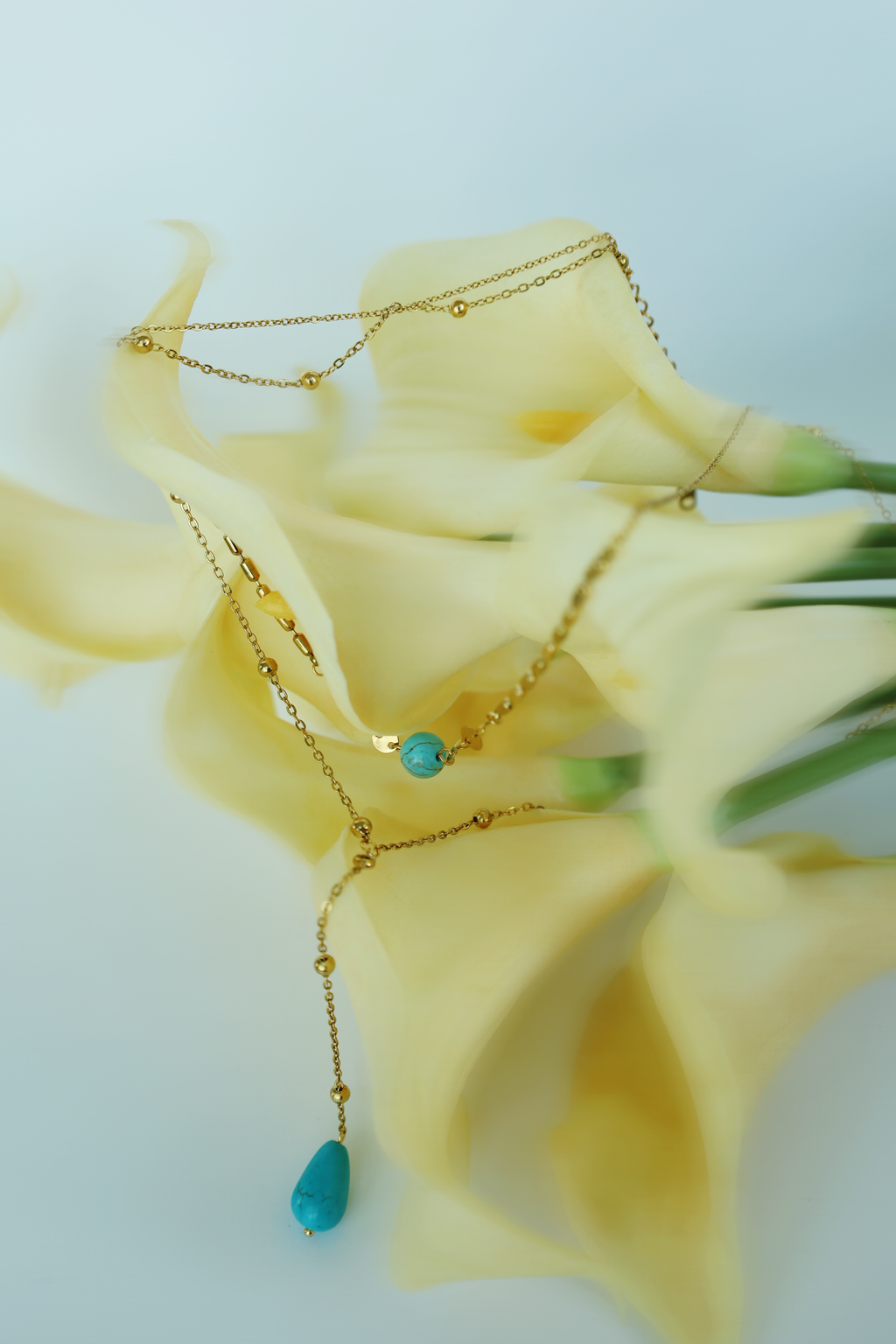 Double Layer Y Necklace with Turquoise