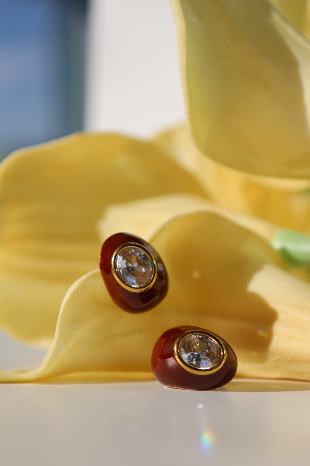 Oval Crystal Stud Earrings