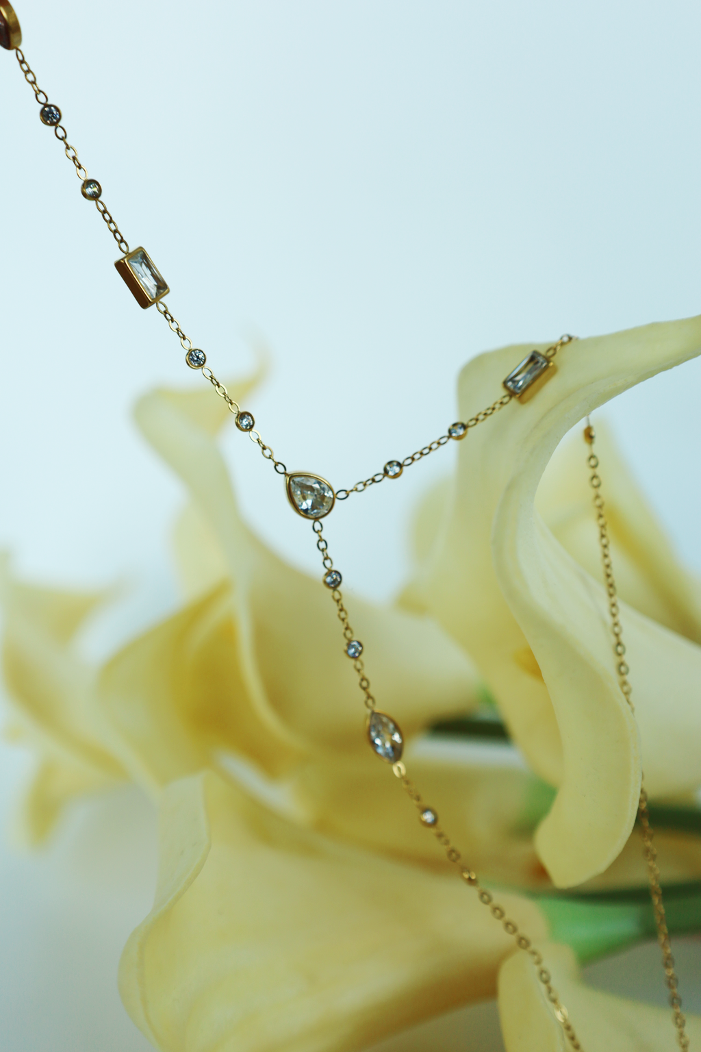 Delicate Crystal Y Necklace