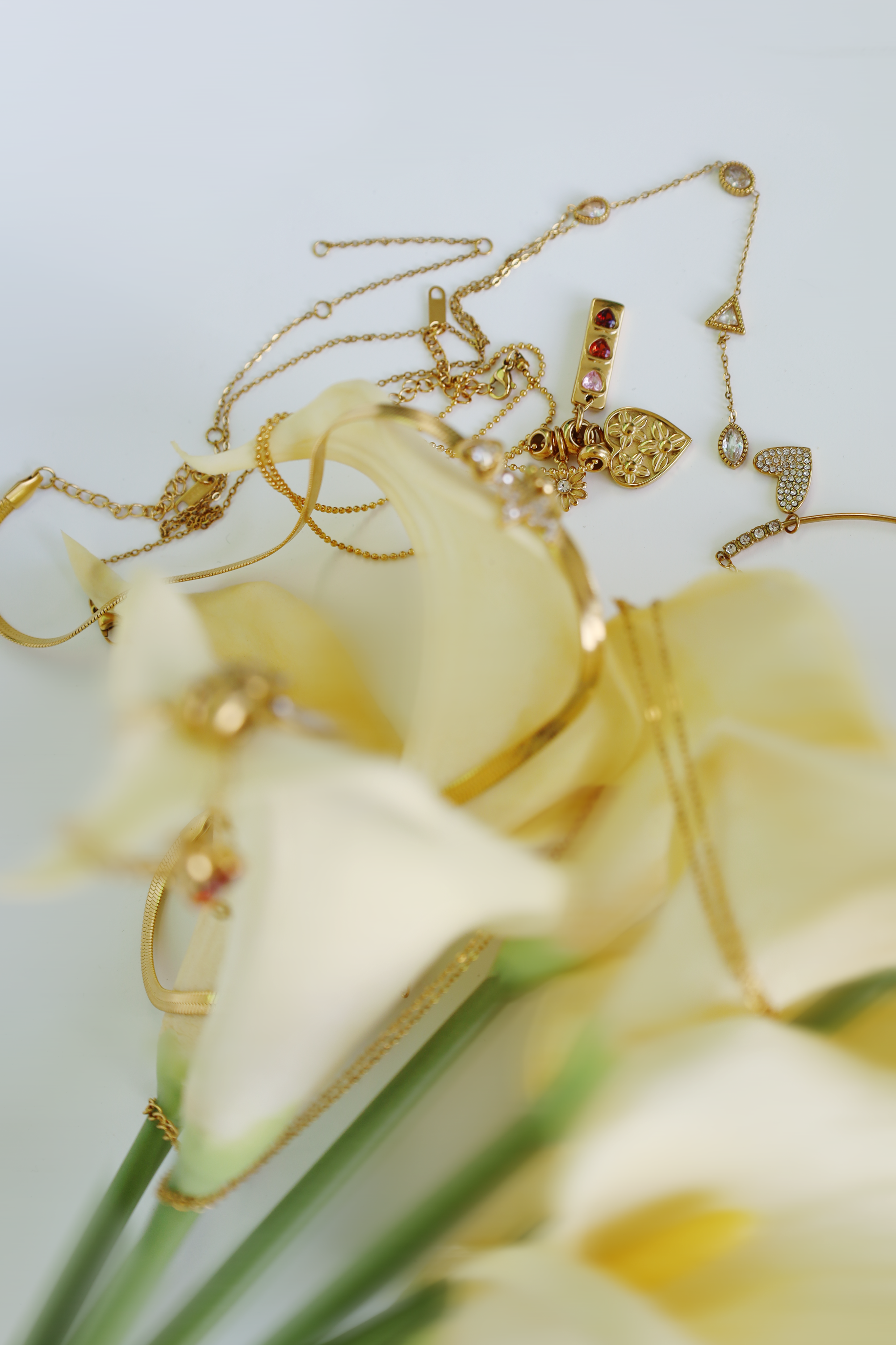 Heart Charm Cluster Necklace