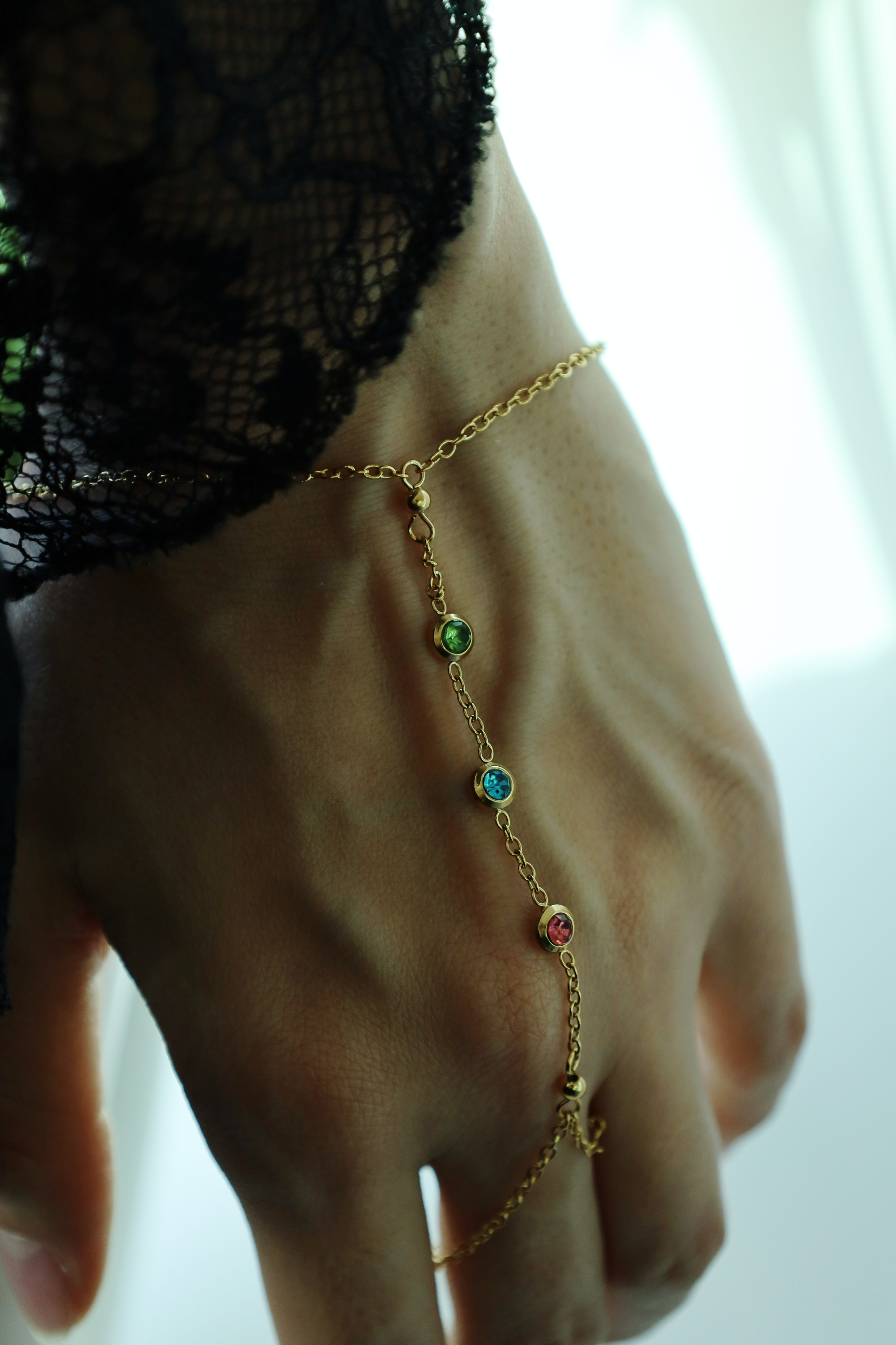 Multicolor Crystal Hand Chain Bracelet