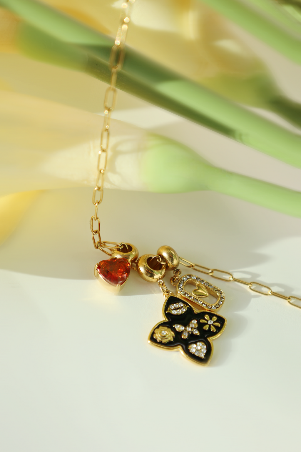 Multi Charm Heart Pendant Necklace