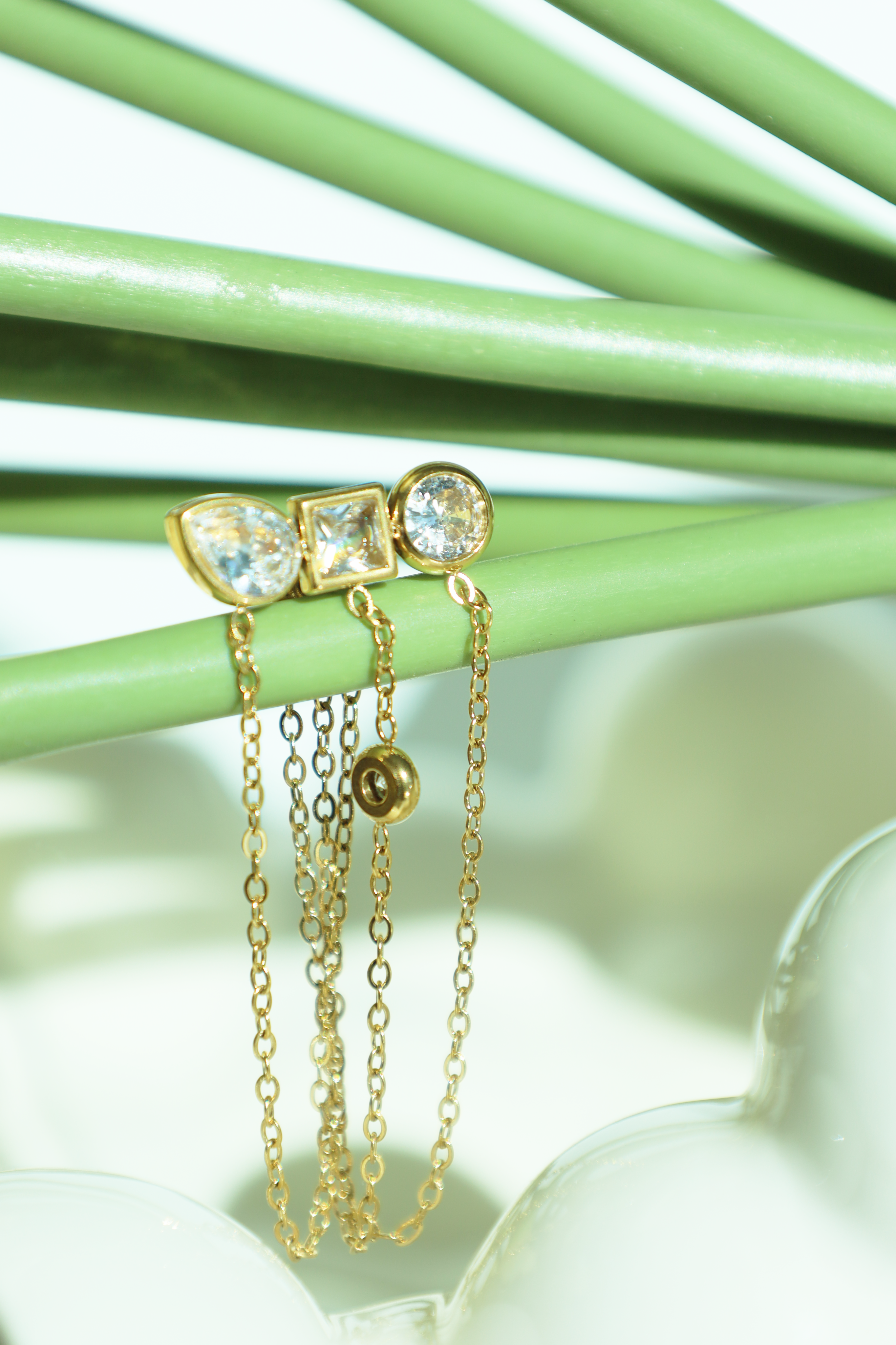 Multi Stone Chain Drop Earrings