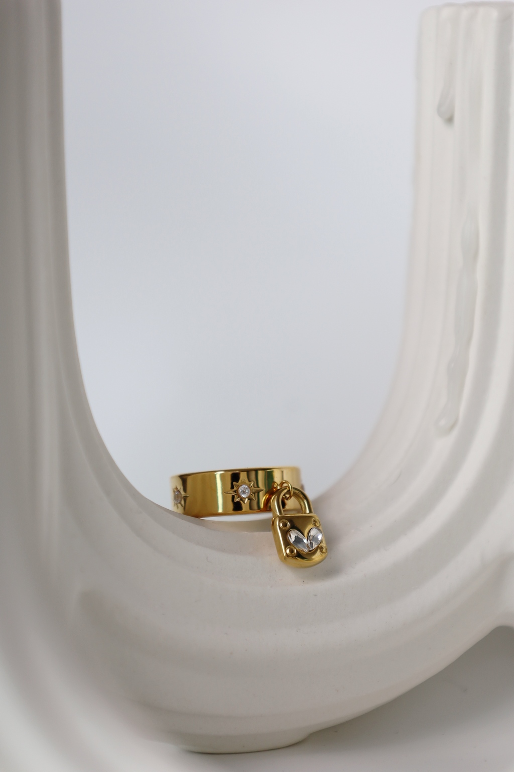 Heart Lock Charm Open Ring