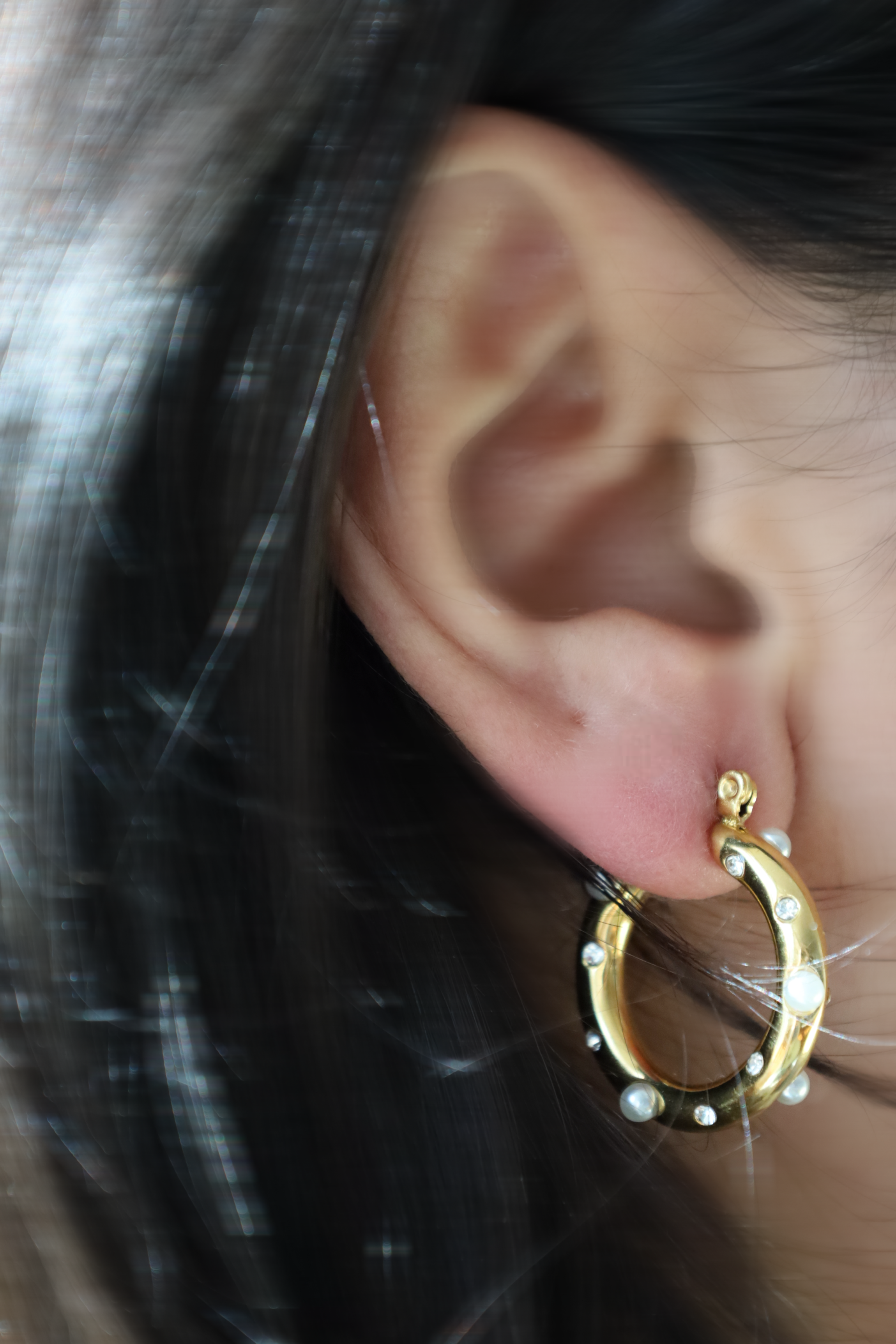 Pearl Studded Hoop Earrings