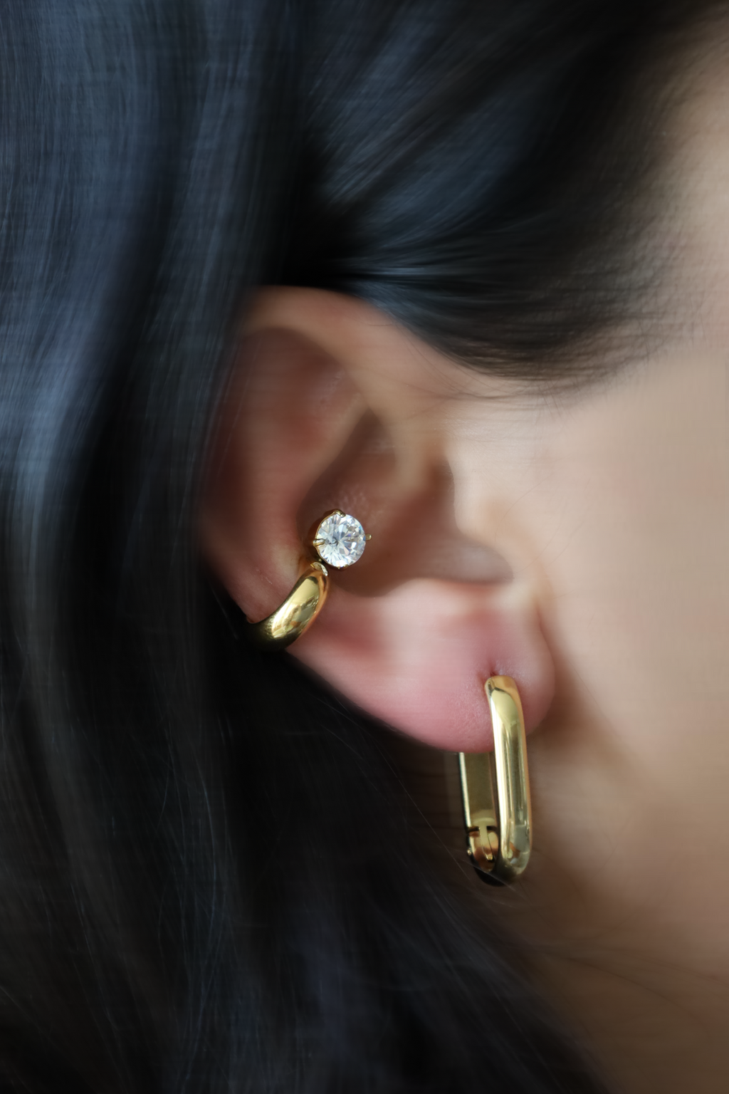 Round Crystal Ear Cuff