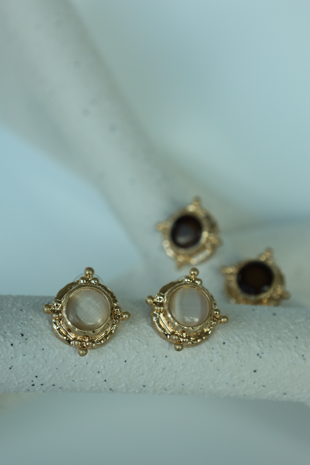 Round White Stone Stud