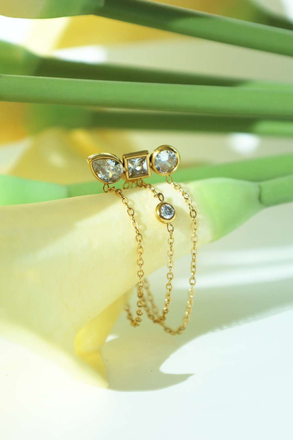 Multi Stone Chain Drop Earrings