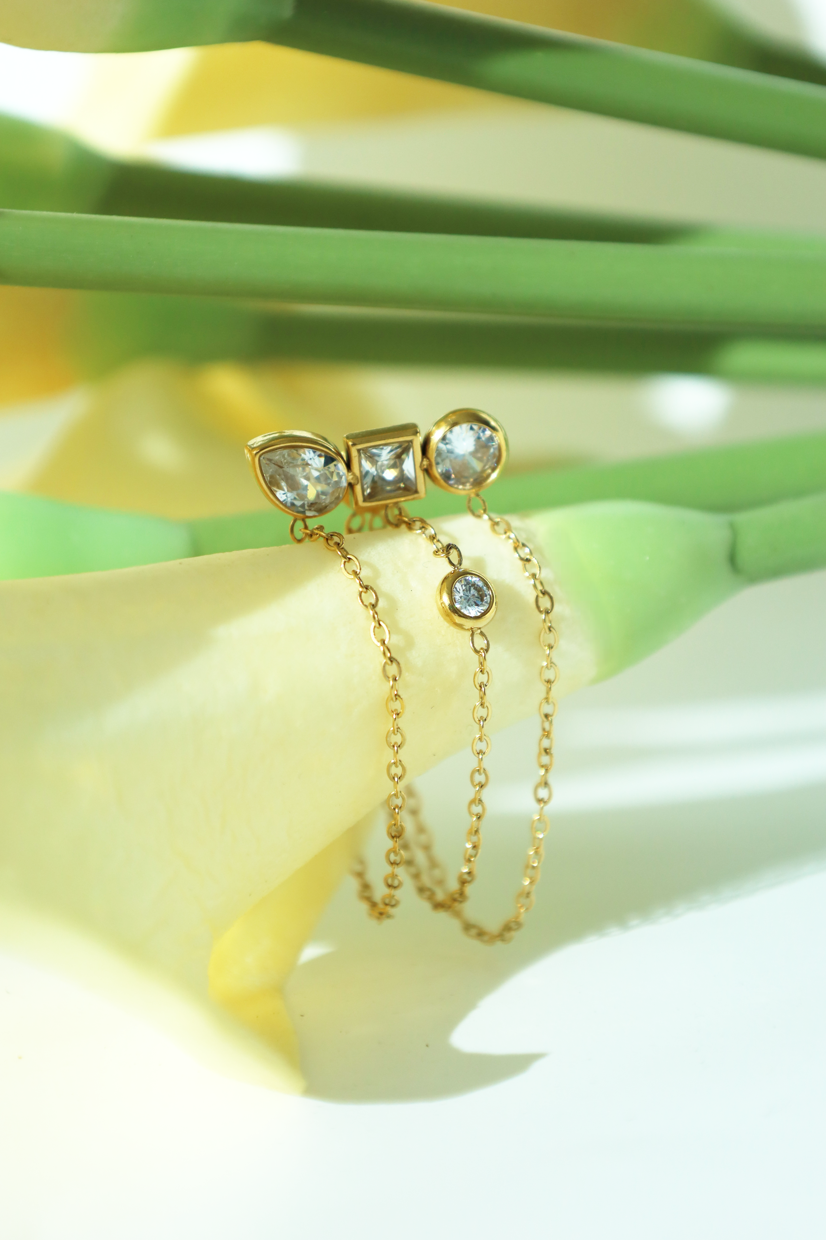 Multi Stone Chain Drop Earrings