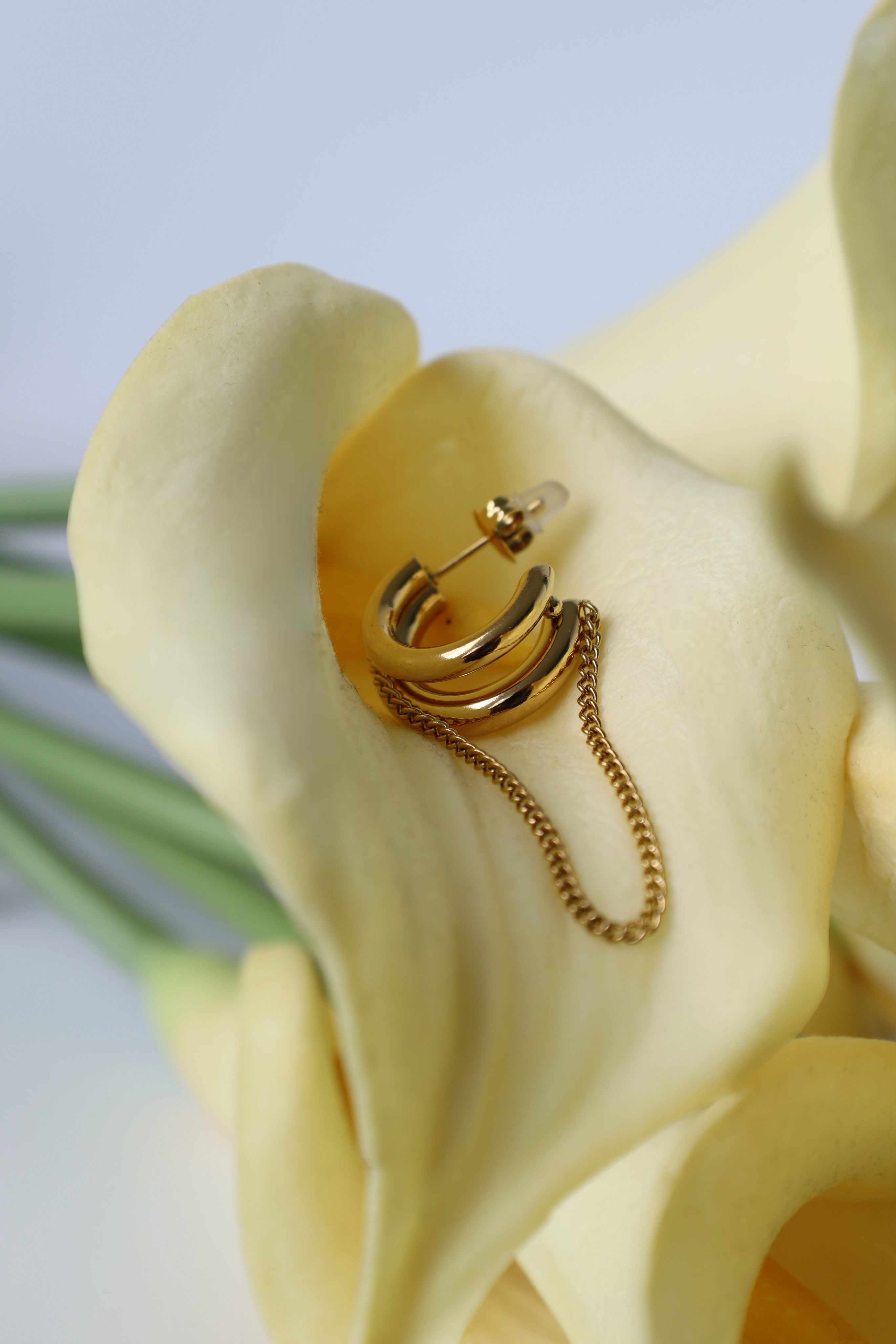 Chunky Hoop Chain Drop Earrings