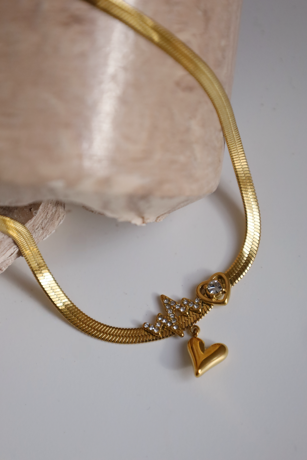 Heartbeat Line & Heart Charm Necklace