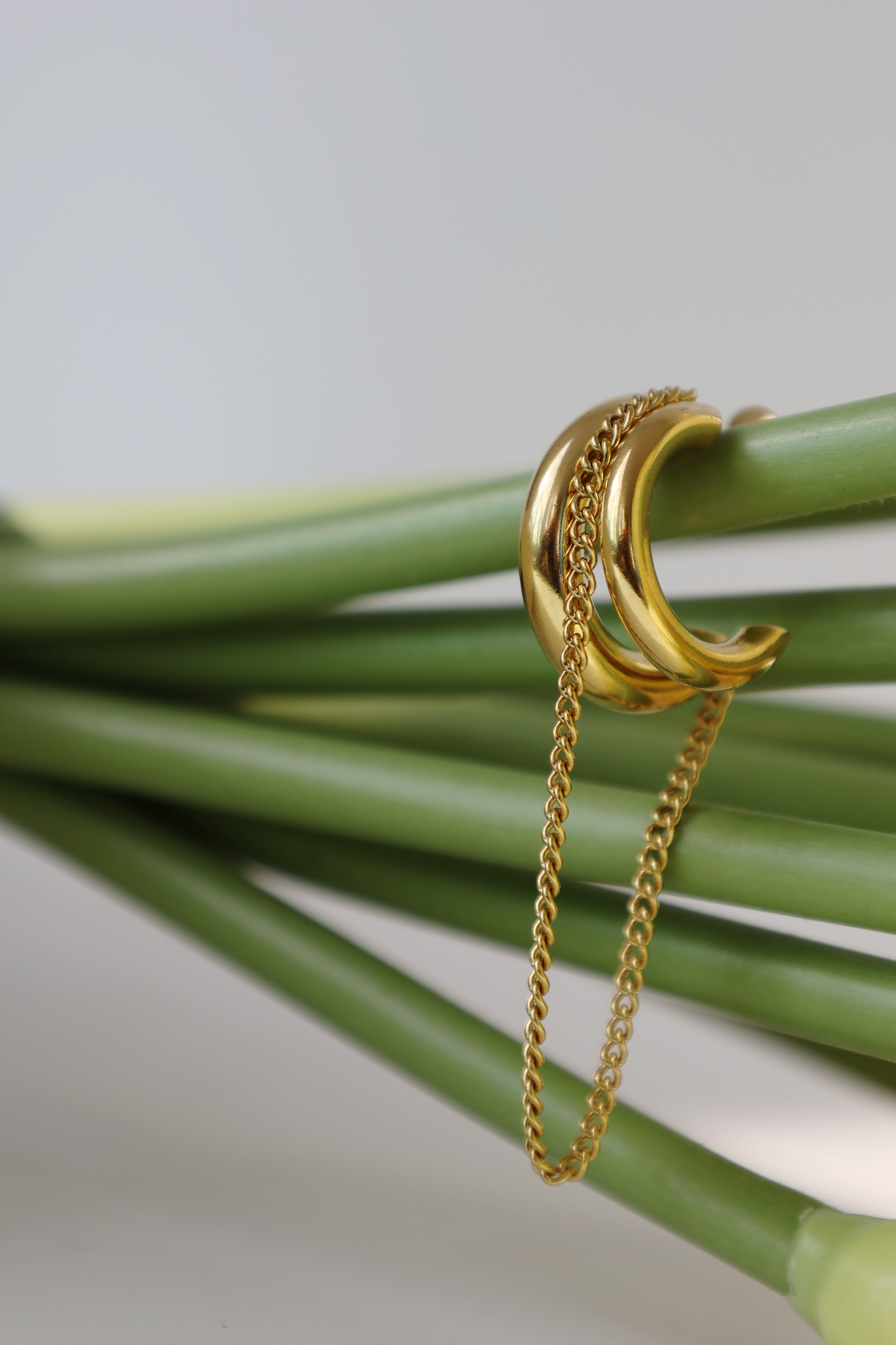 Chunky Hoop Chain Drop Earrings