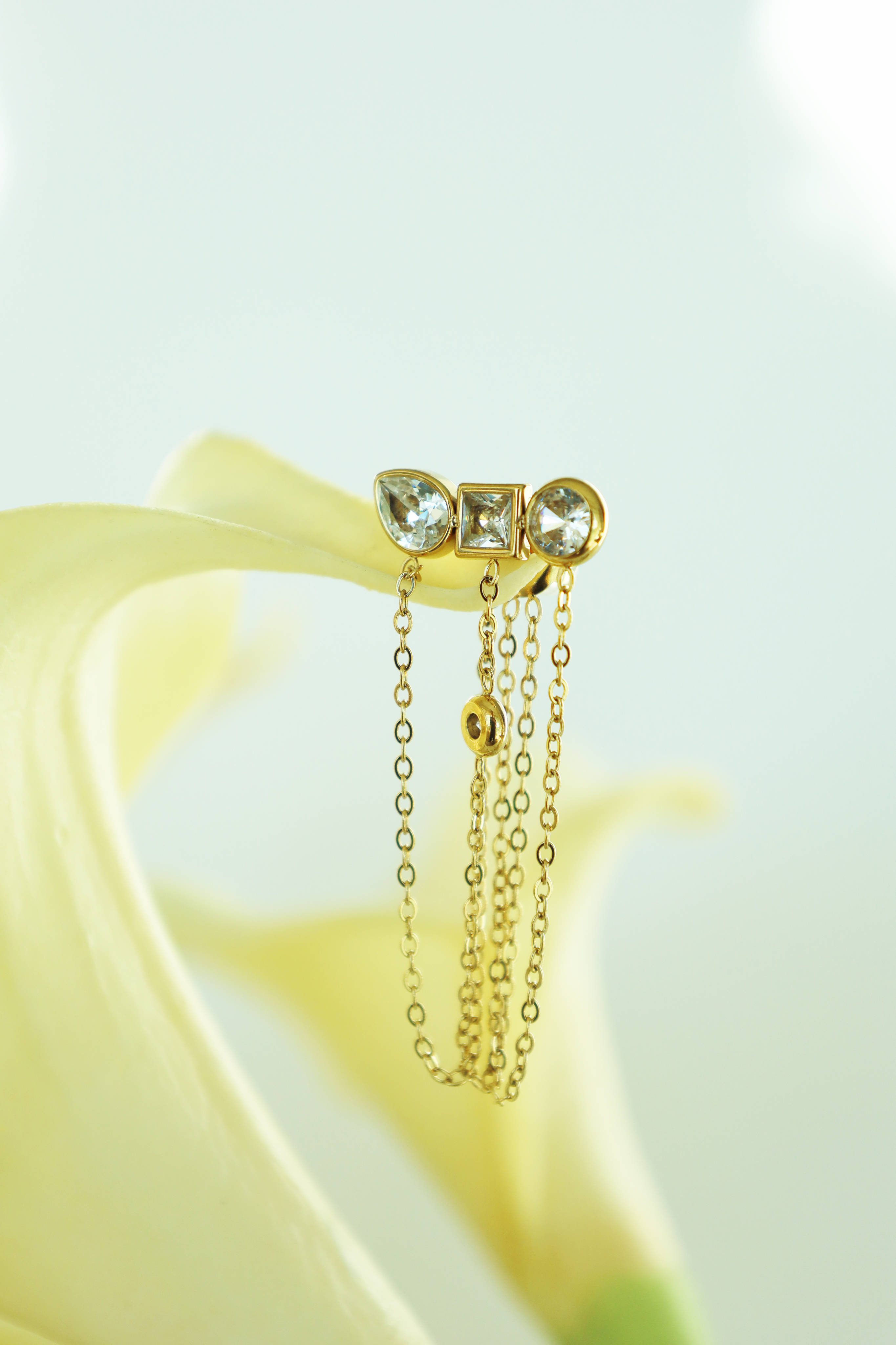 Multi Stone Chain Drop Earrings