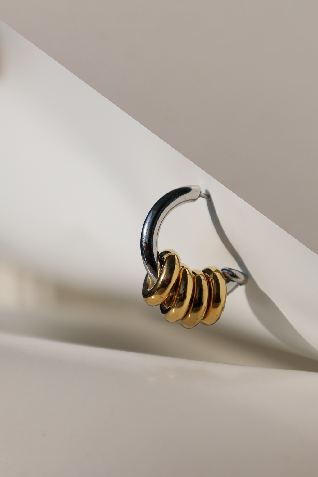 Two Tone Interlocked Hoop Earrings