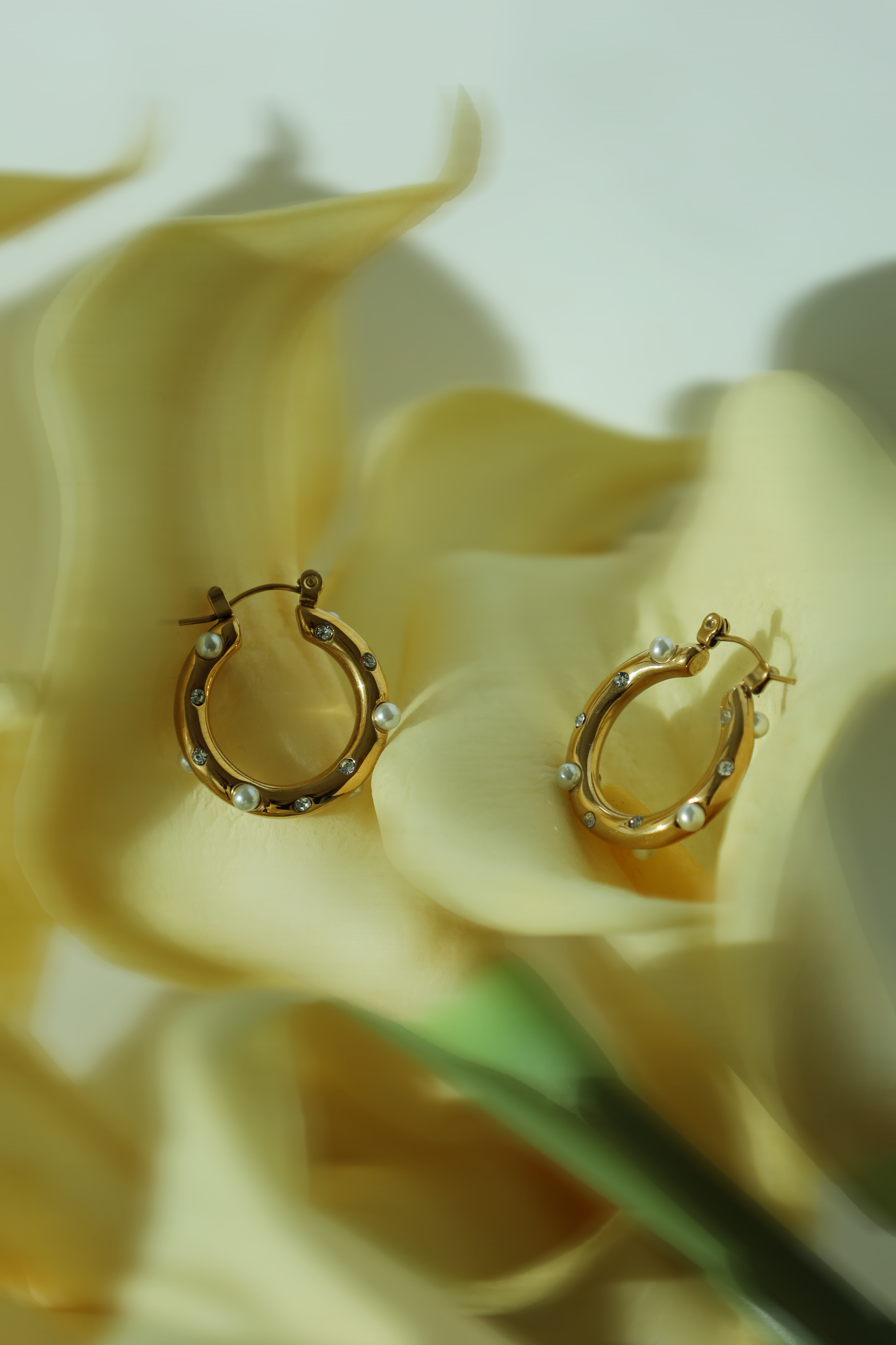 Pearl Studded Hoop Earrings