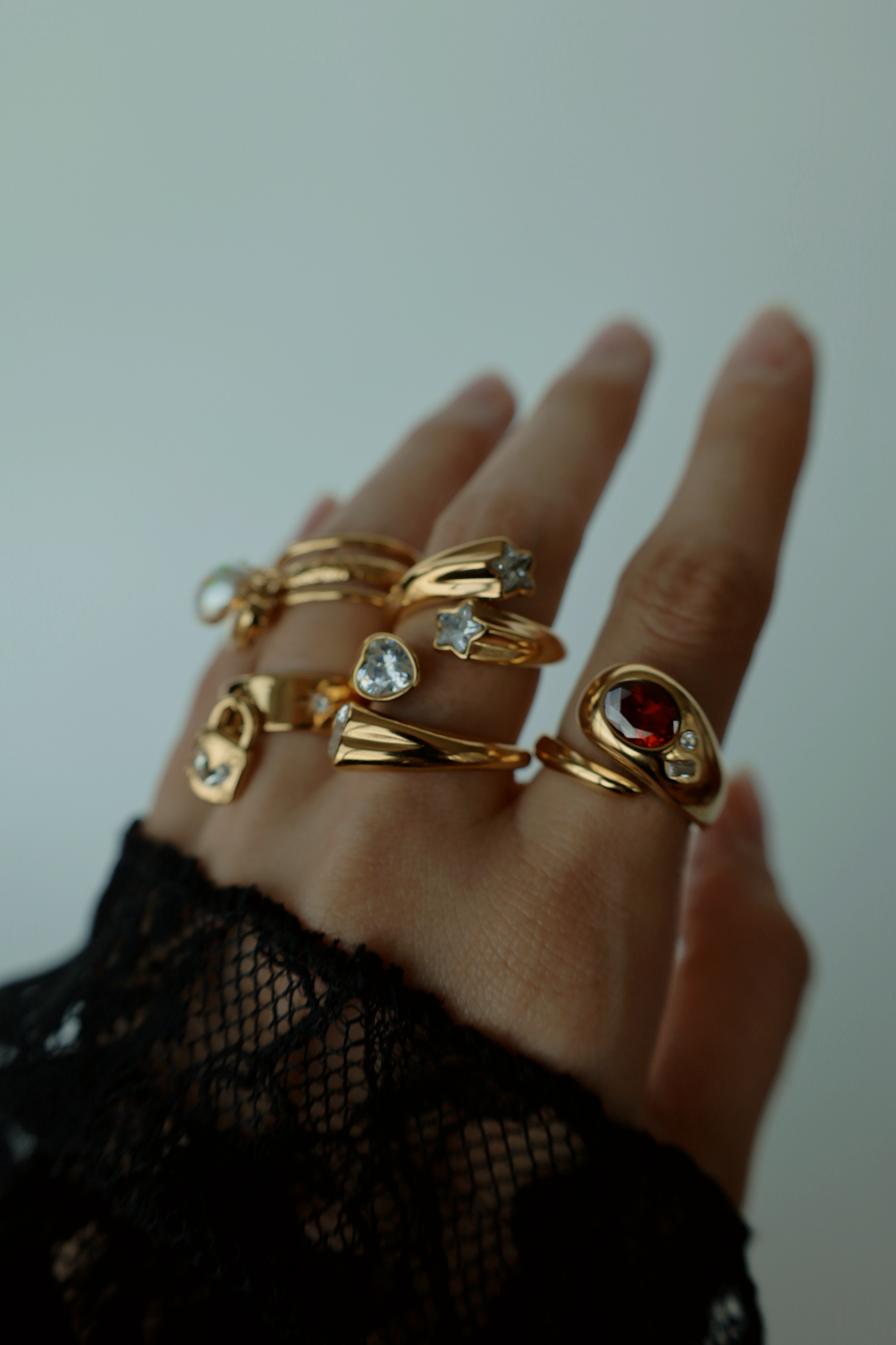 Red Stone Open Statement Ring