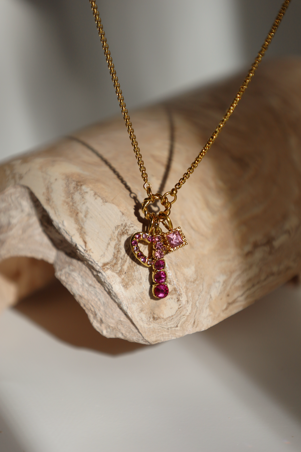 Crystal Open Heart Charm Necklace