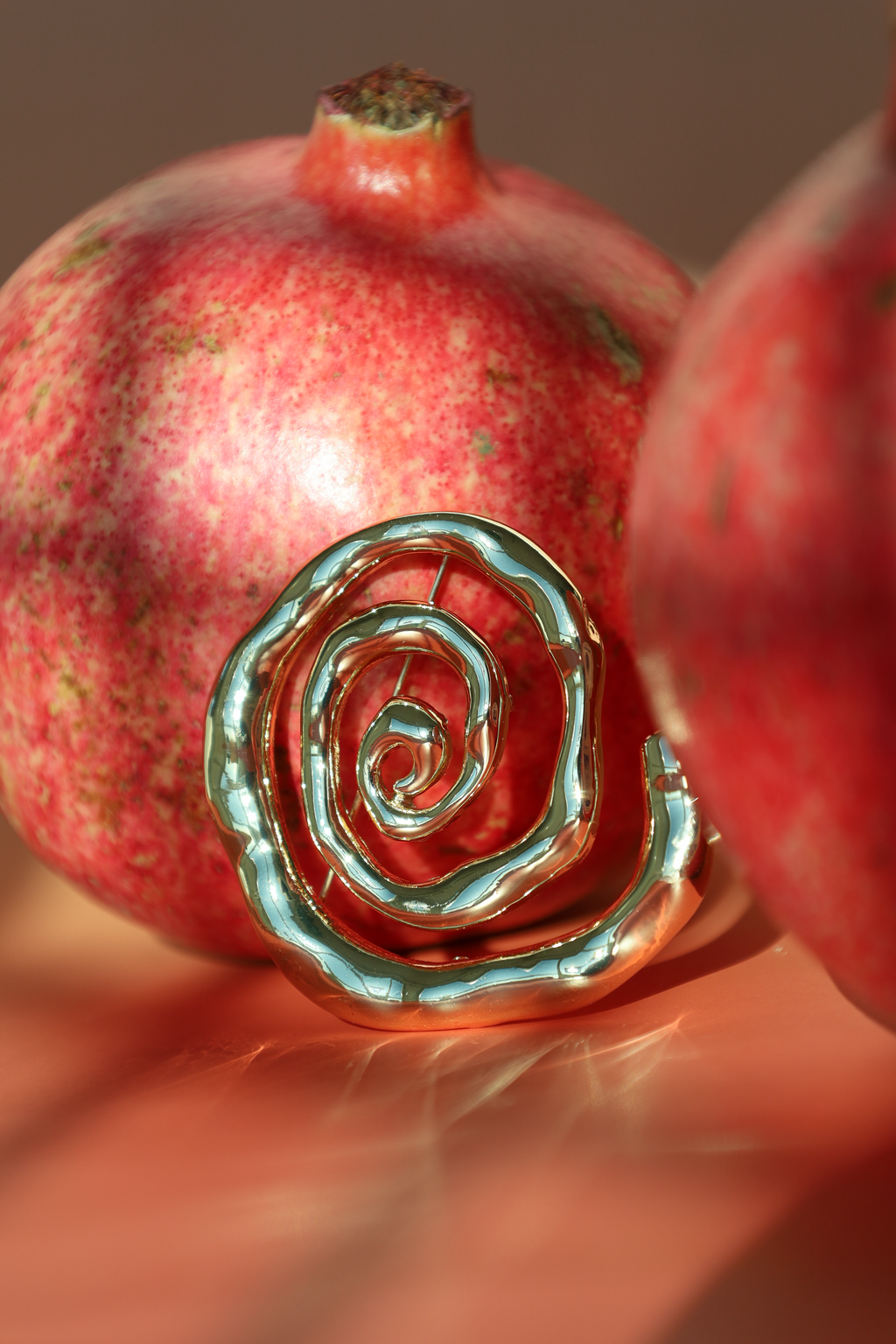 Gold Spiral Statement Brooch
