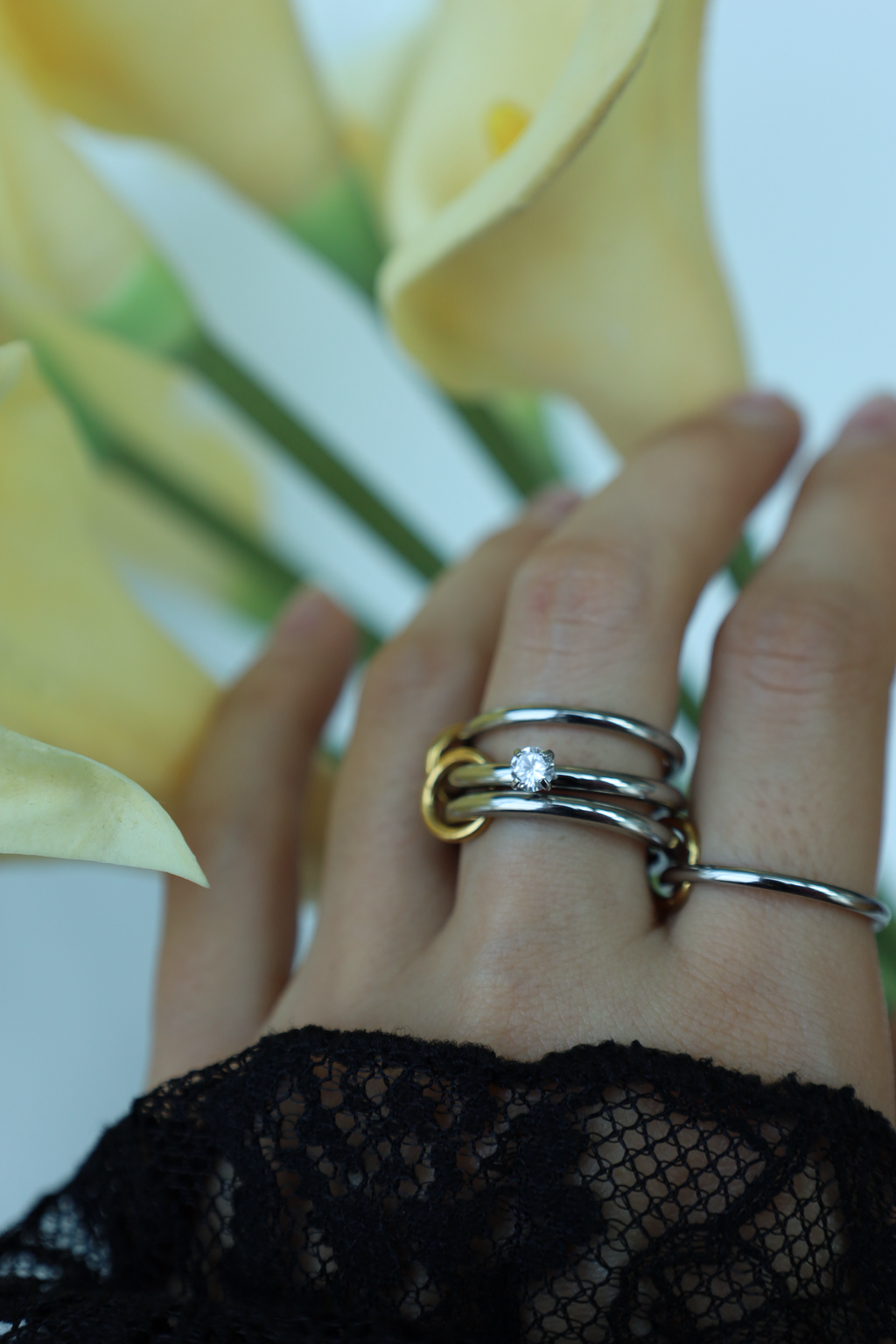 Layered Knot Crystal Ring