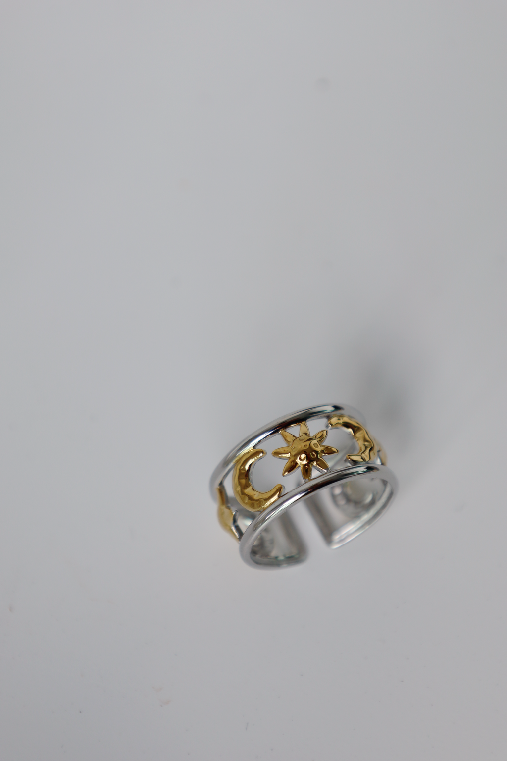 Sun & Moon Open Ring, Two Tone