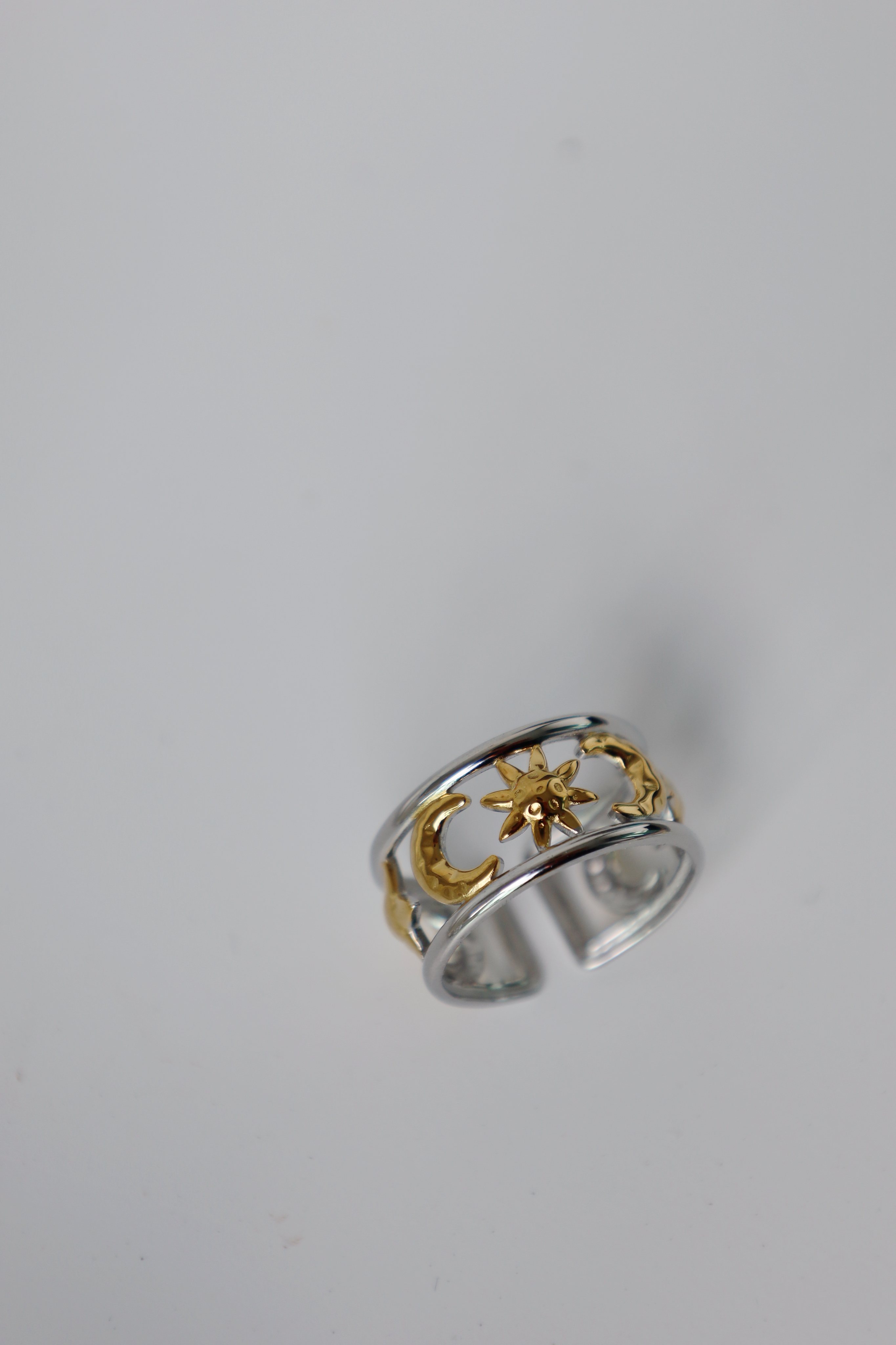 Sun & Moon Open Ring, Two Tone