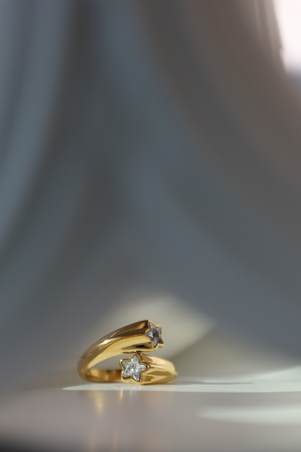 Double Star Crystal Open Ring