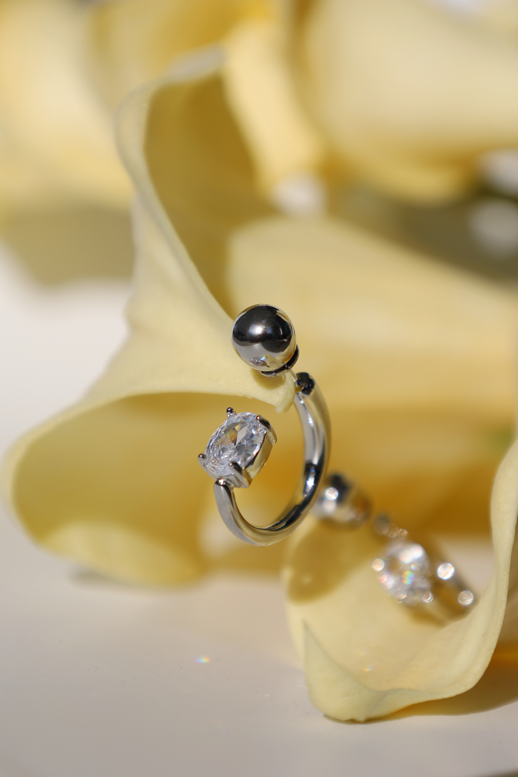 Crystal Ball Open Hoop Earrings