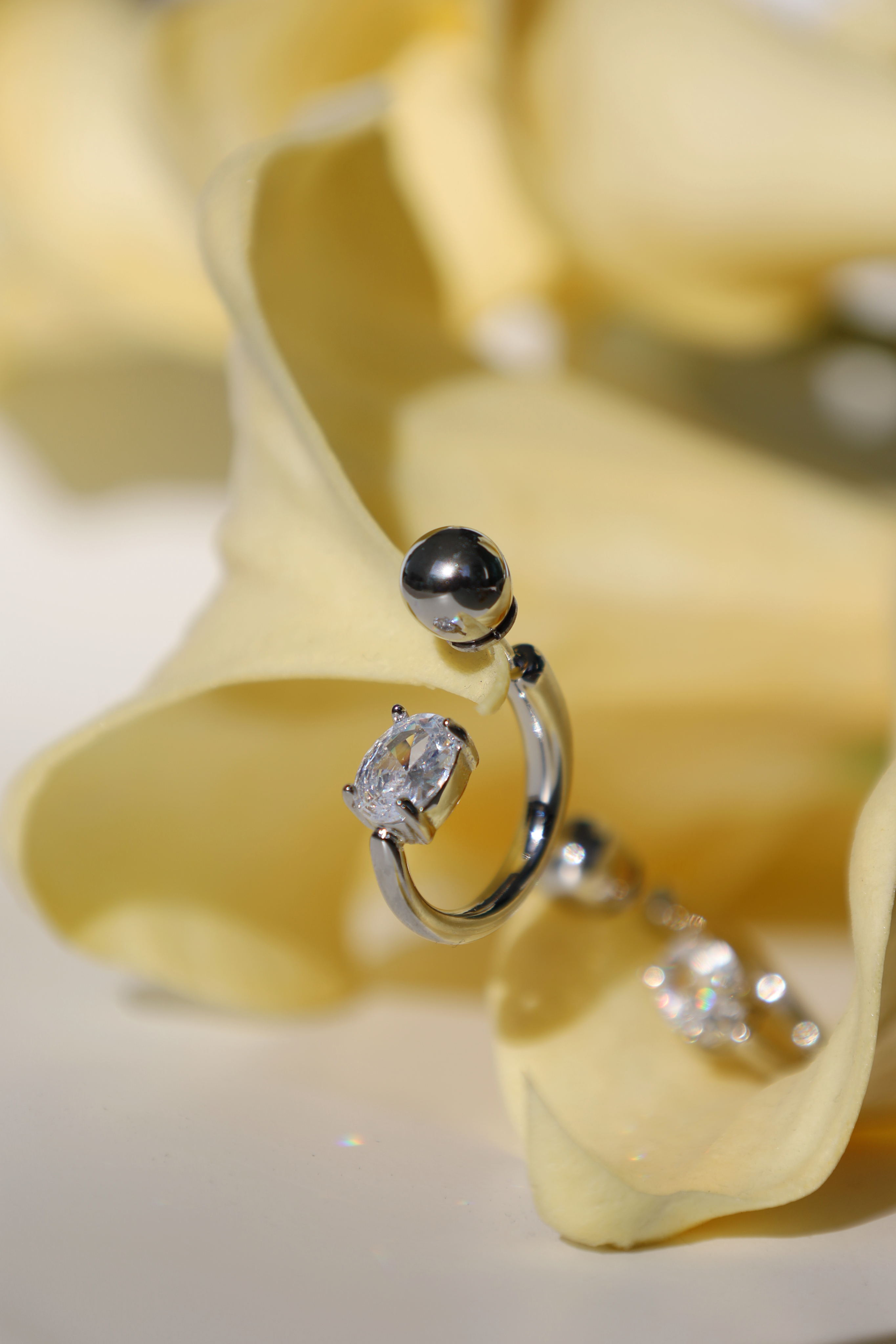 Crystal Ball Open Hoop Earrings