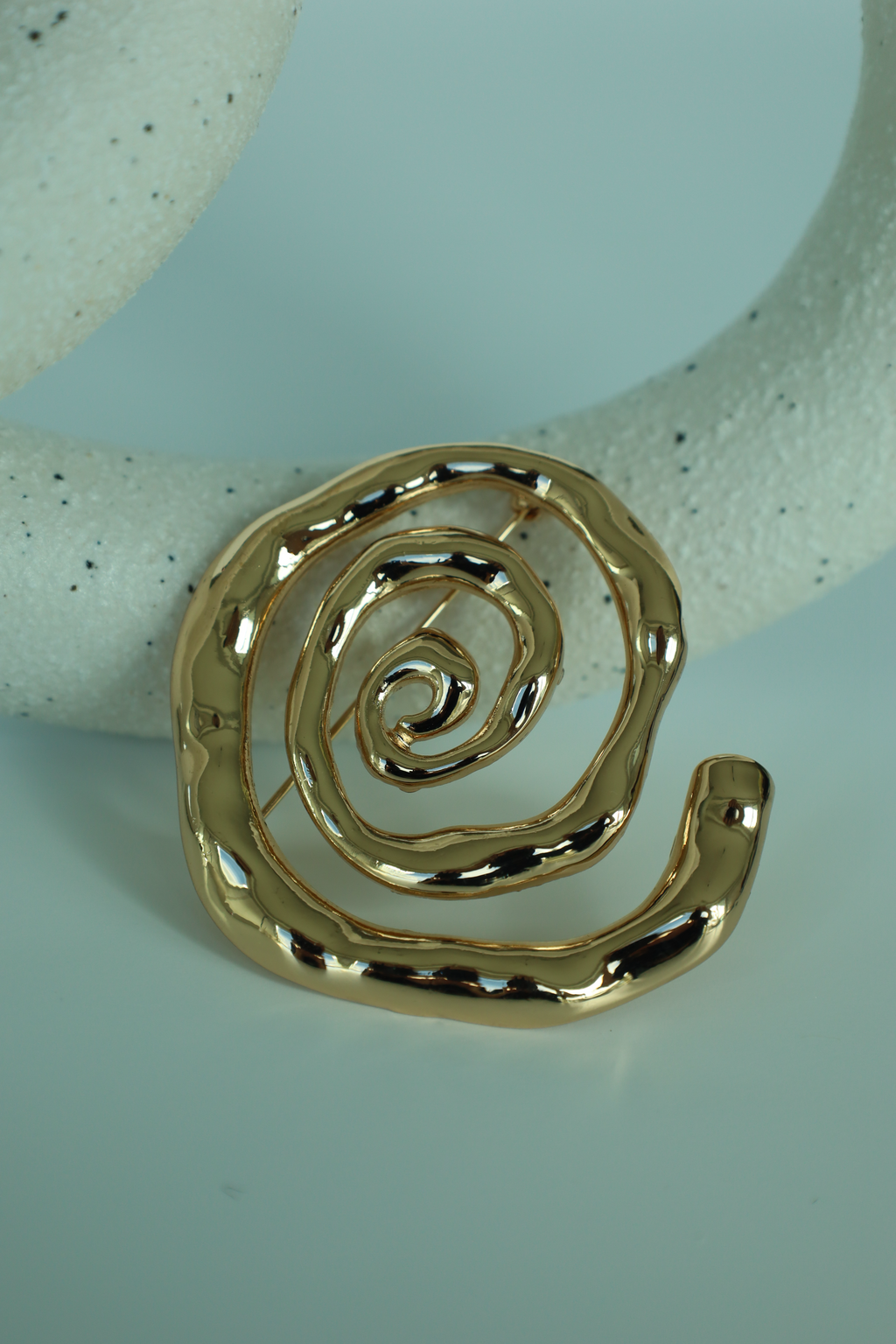 Gold Spiral Statement Brooch