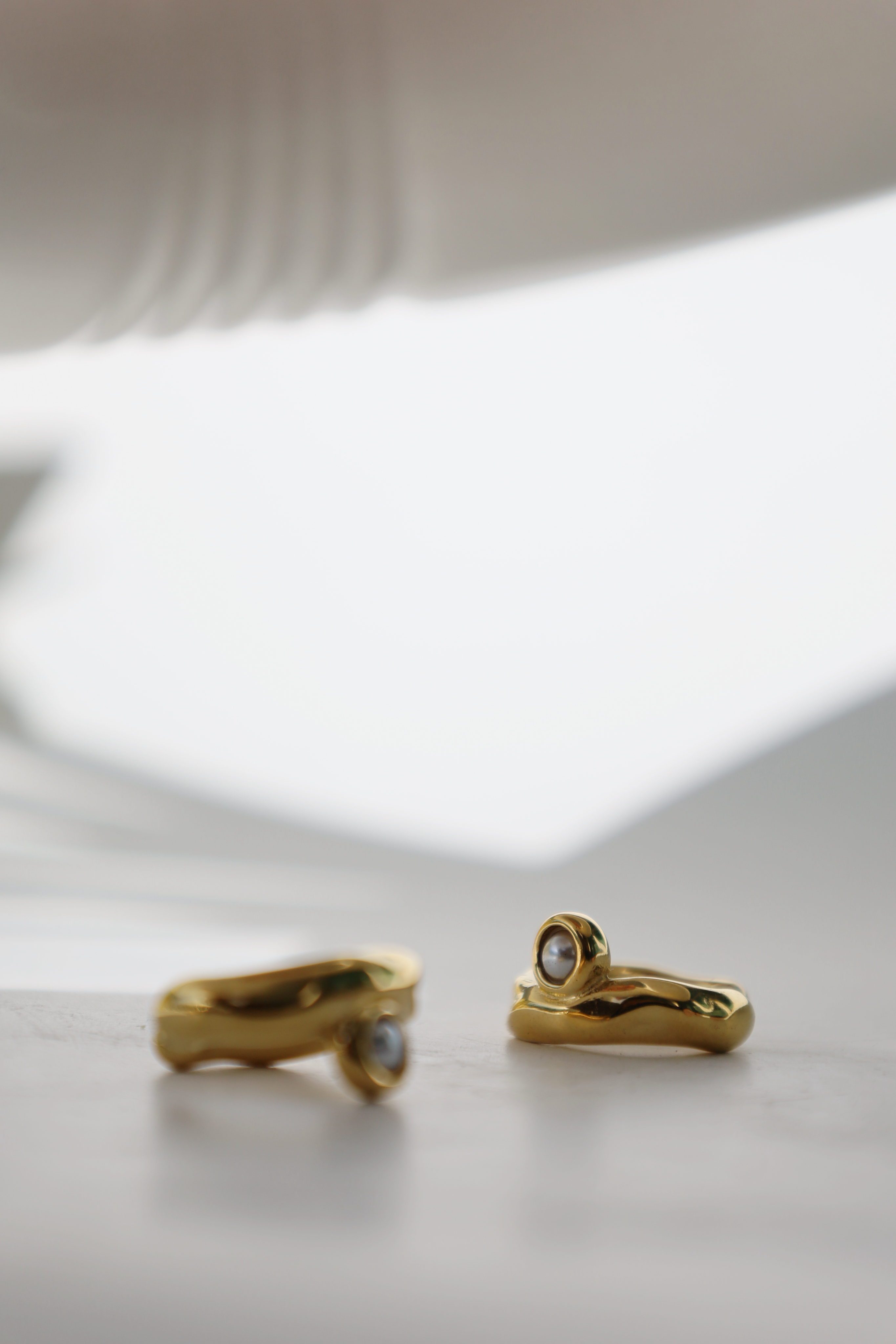 Gold Pearl Sculptural Ear Cuff