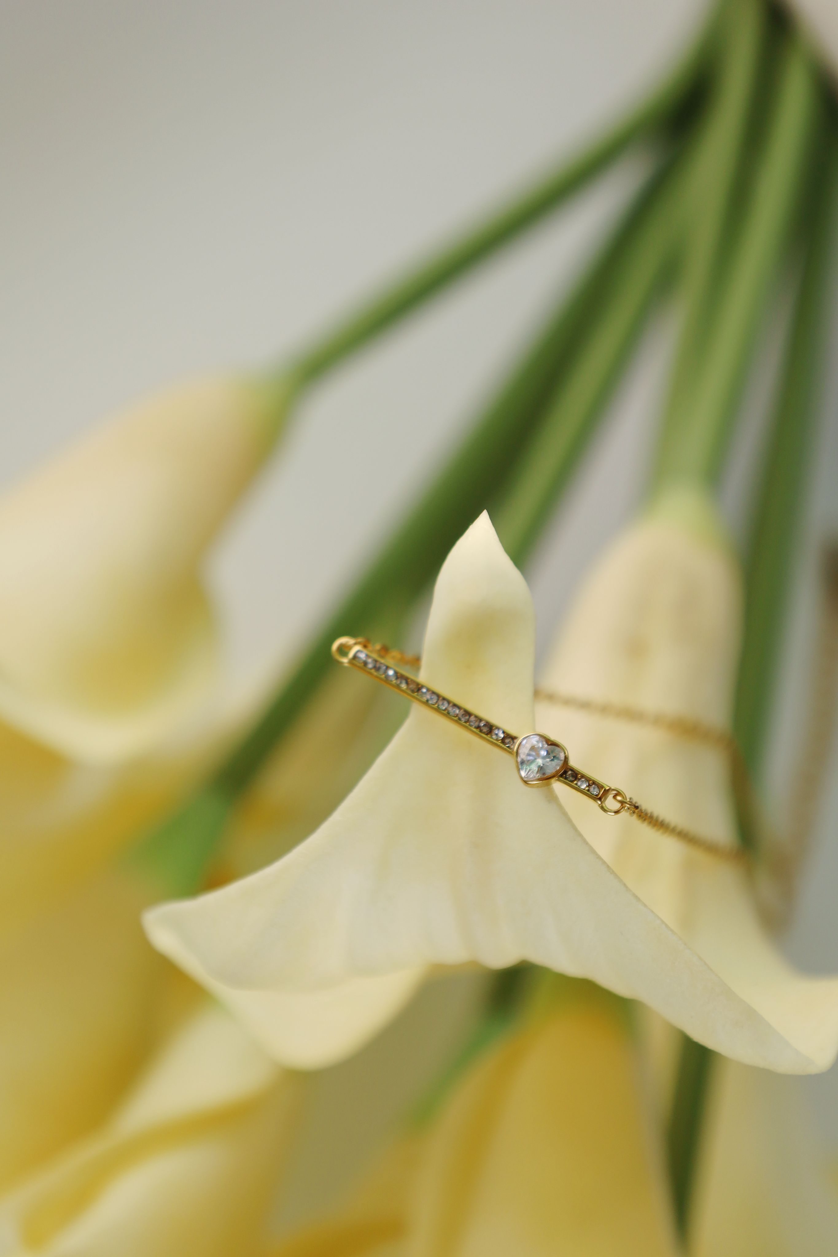 Crystal Heart Bar Necklace