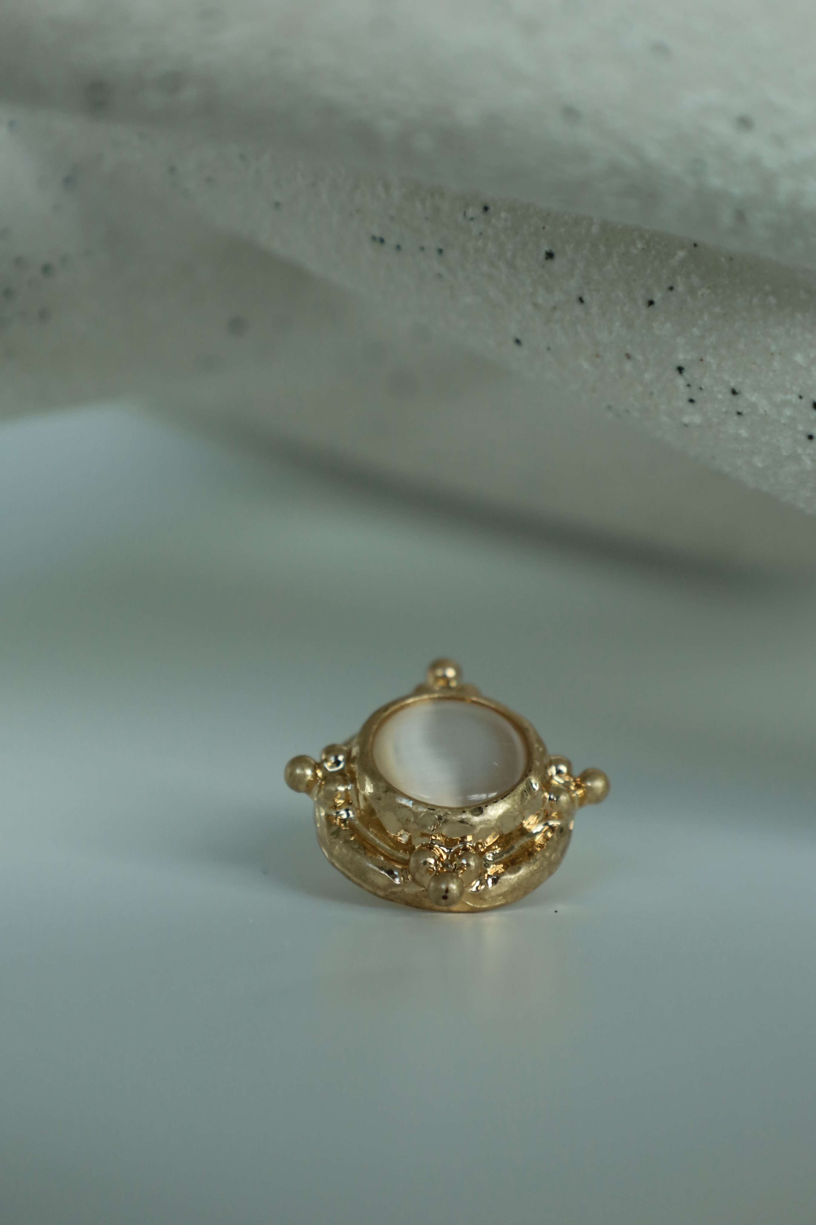 Round White Stone Stud