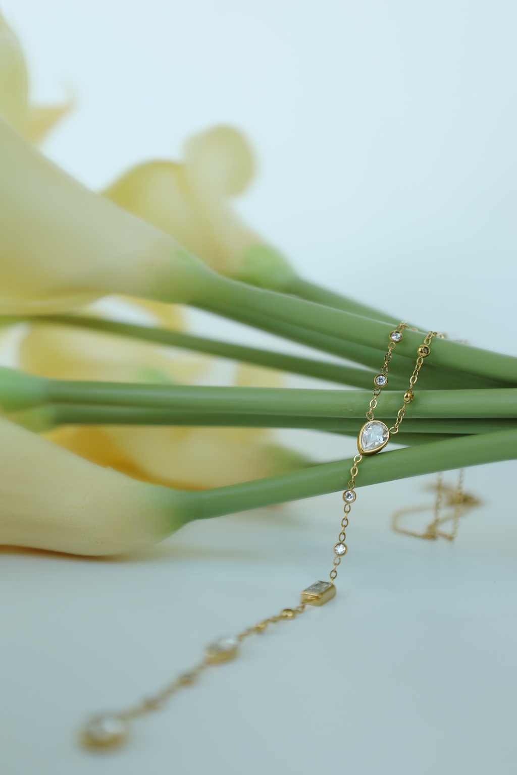 Delicate Crystal Y Necklace