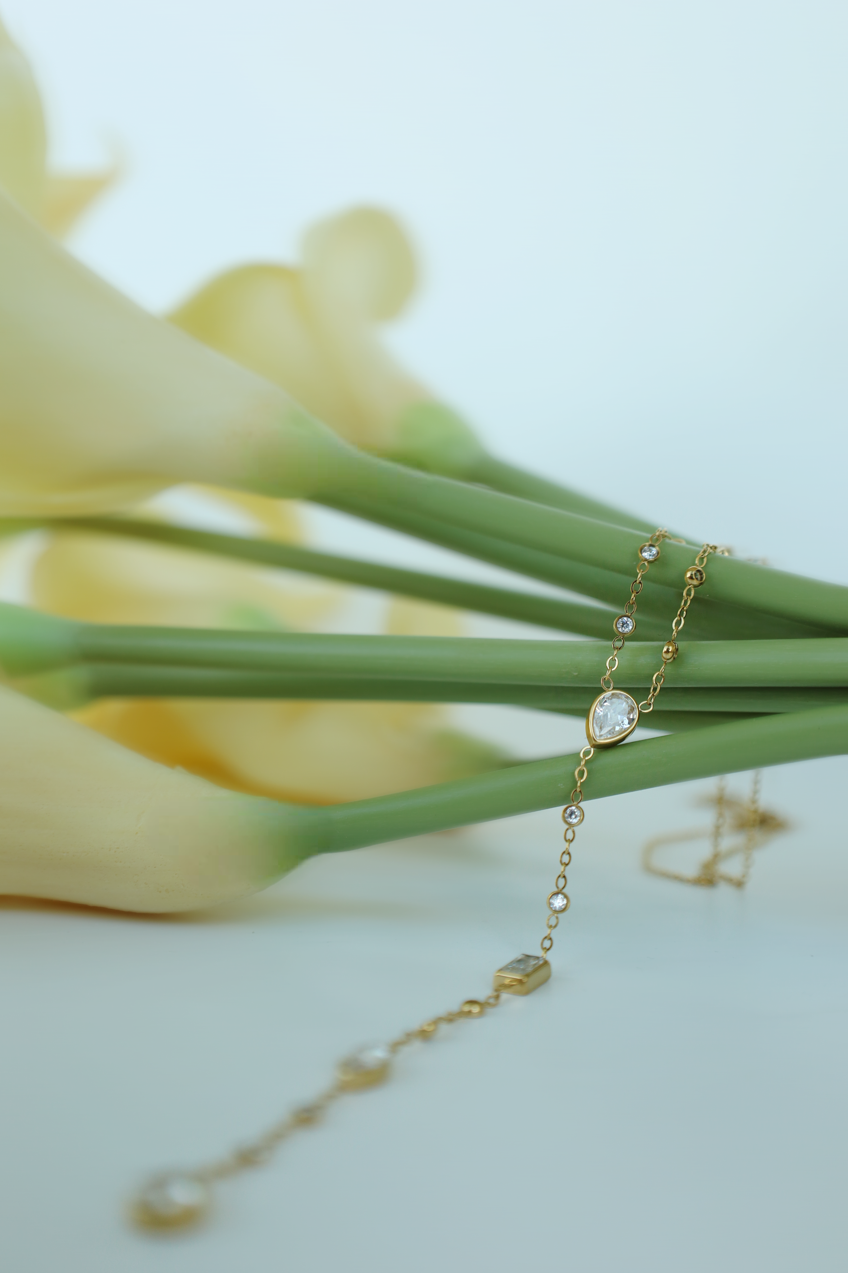 Delicate Crystal Y Necklace