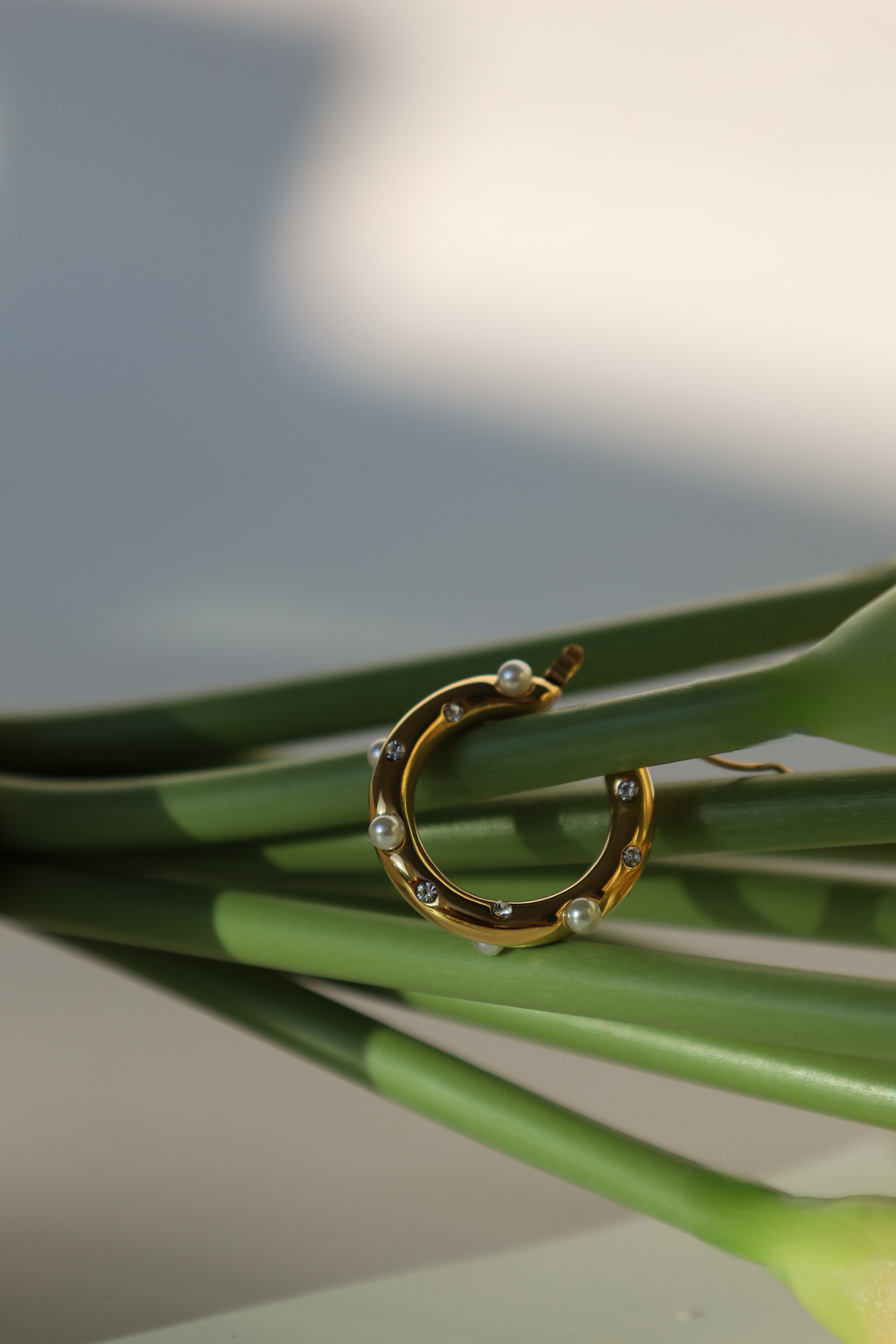 Pearl Studded Hoop Earrings