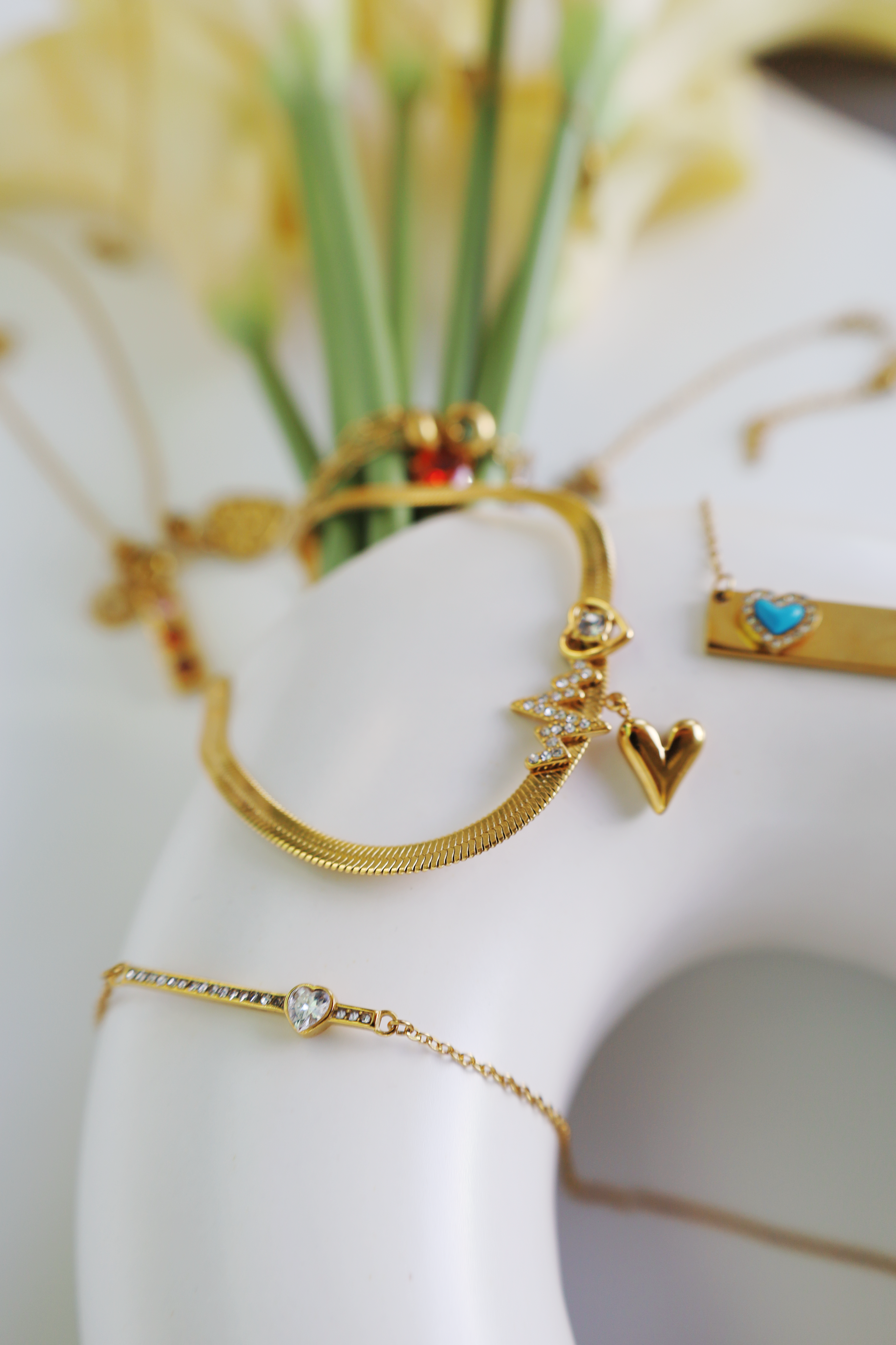 Blue Heart Bar Pendant Necklace