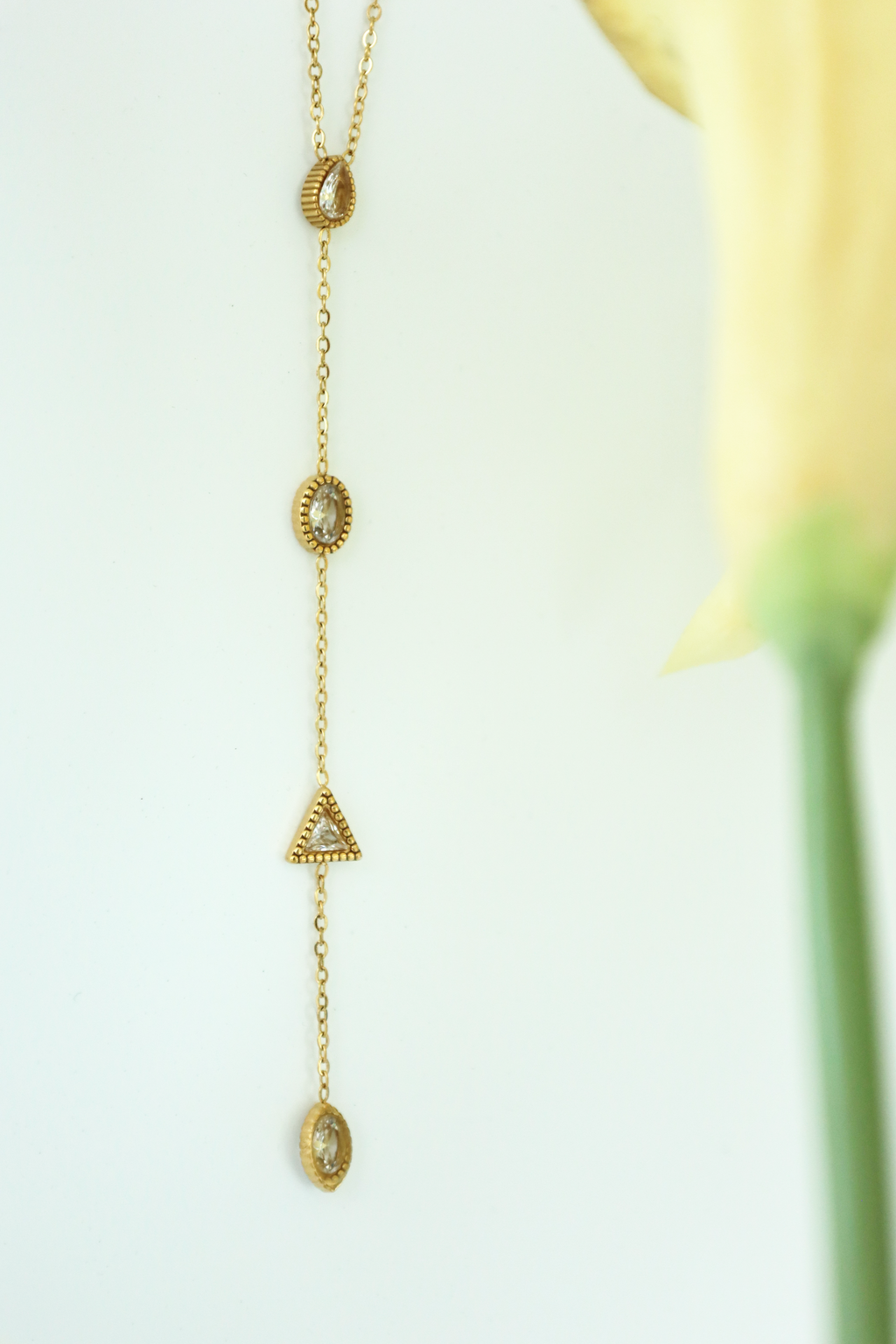 Crystal Drop Y Necklace