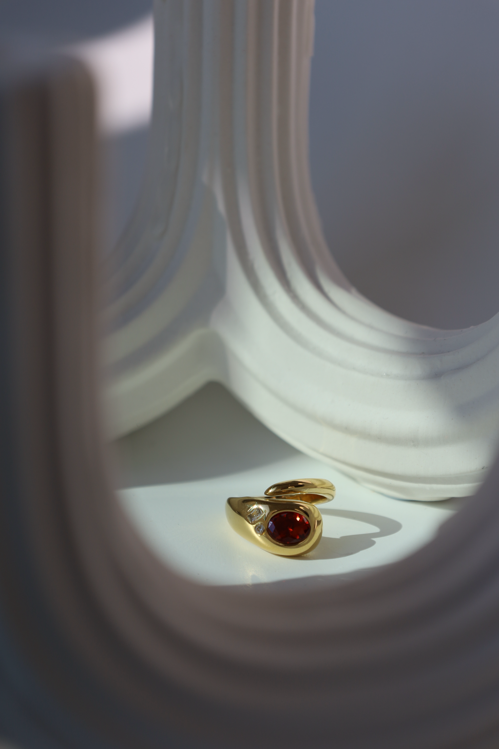 Red Stone Open Statement Ring